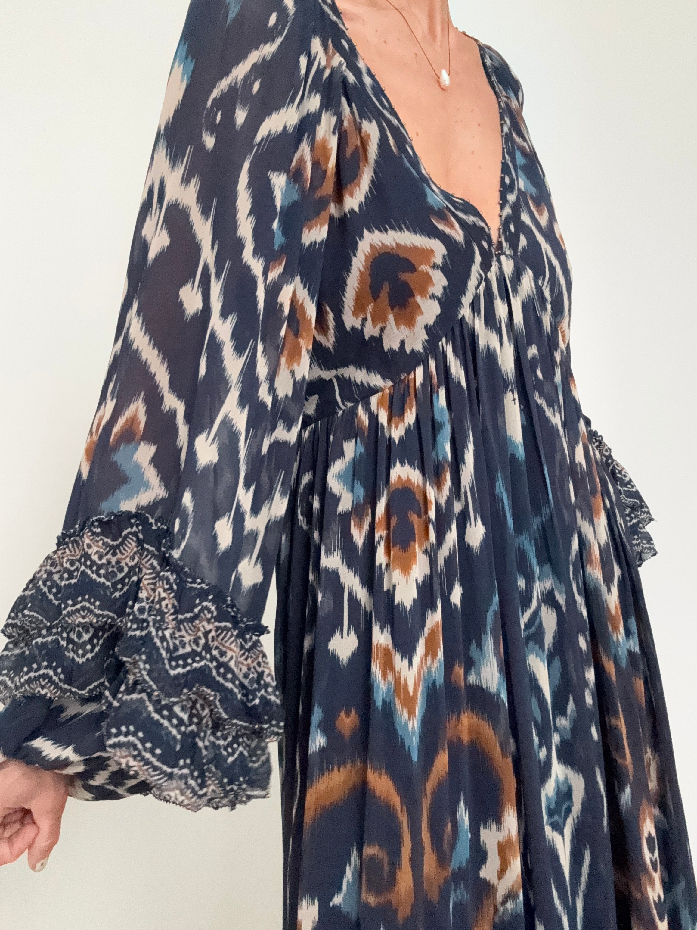 Farm Rio Dresses Small Pineapple Ikat Maxi Dress