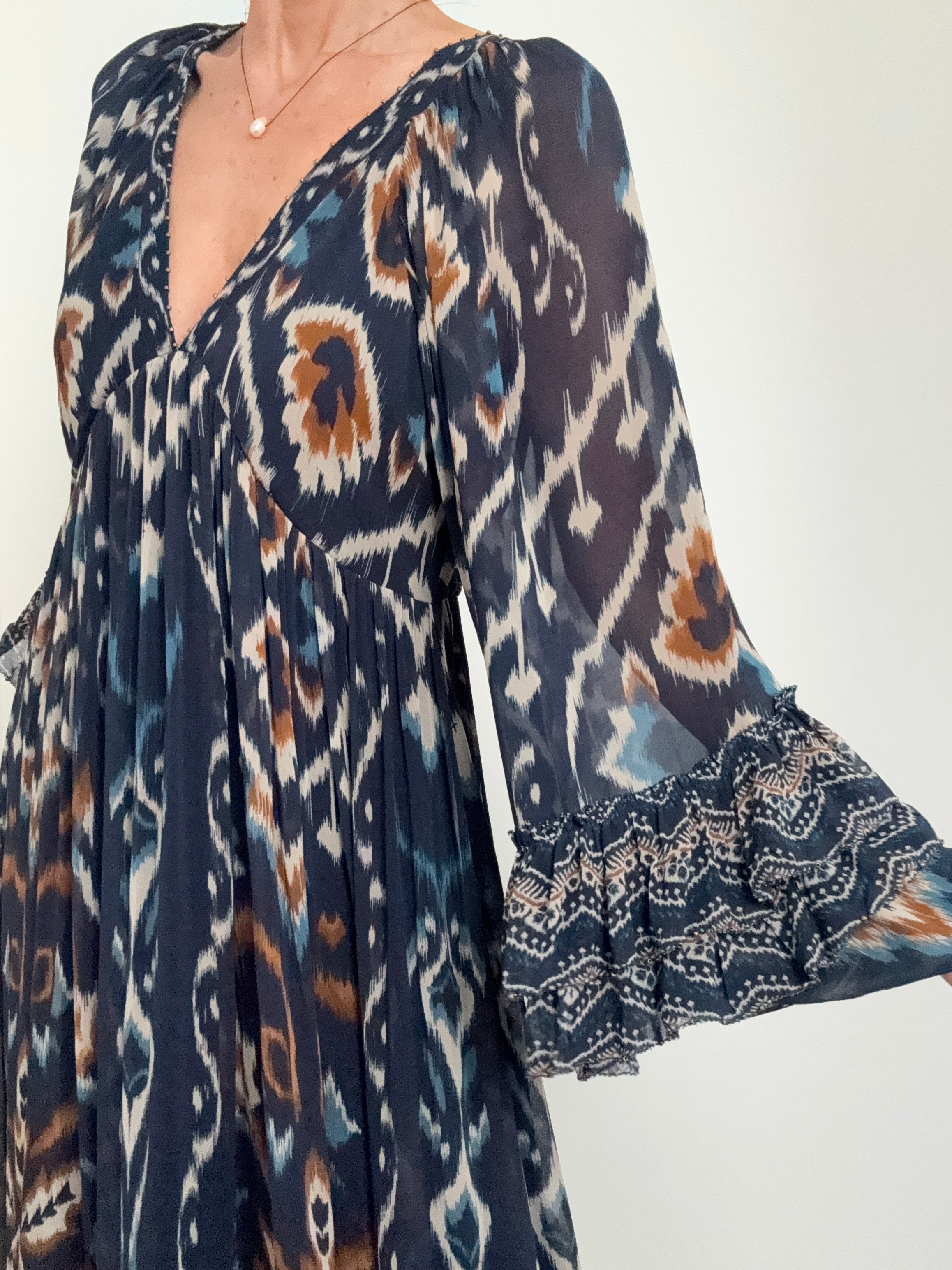Farm Rio Dresses Small Pineapple Ikat Maxi Dress