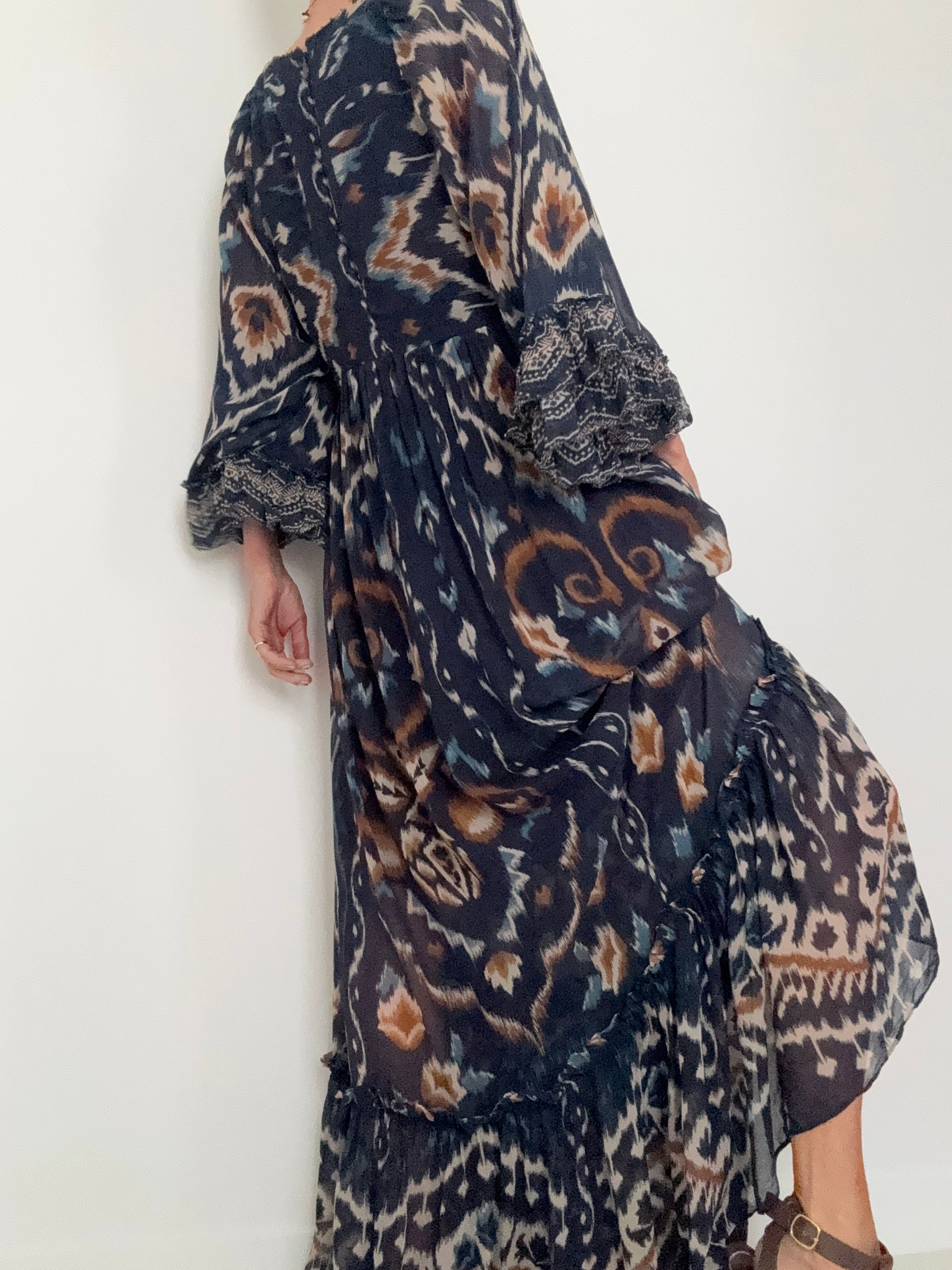 Farm Rio Dresses Small Pineapple Ikat Maxi Dress