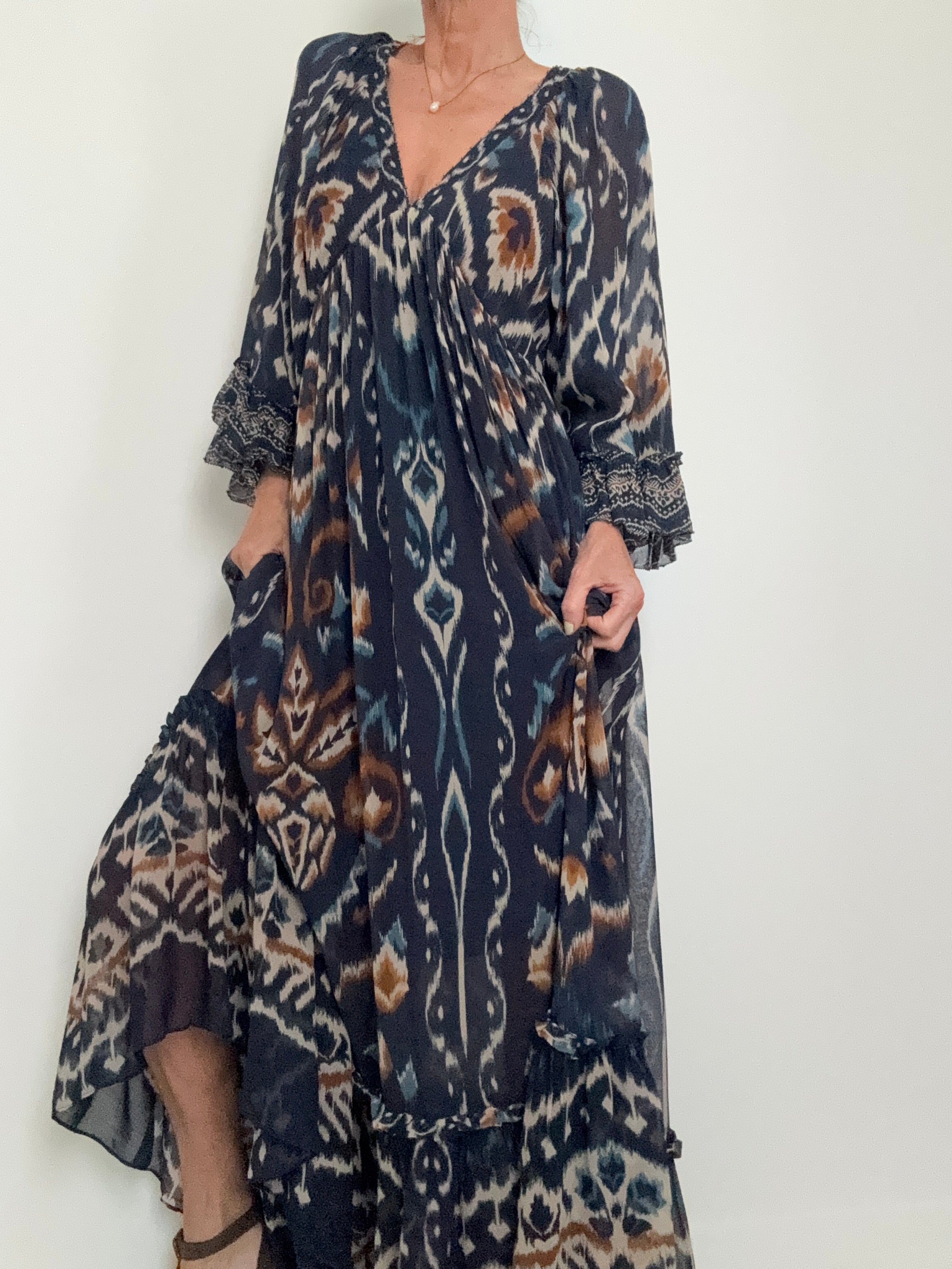 Farm Rio Dresses Small Pineapple Ikat Maxi Dress