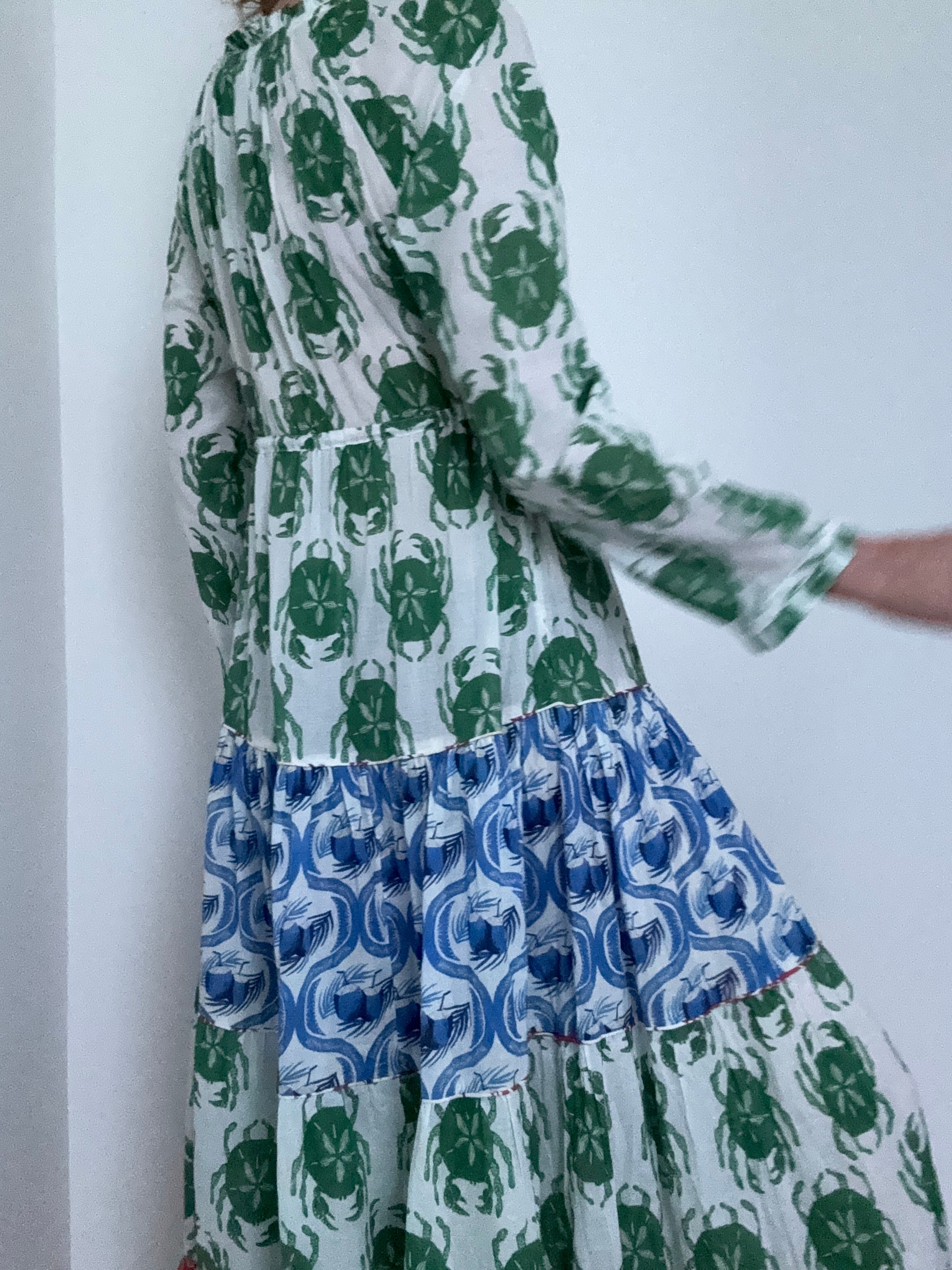 Farm Rio Dresses Stamp Mix Long Sleeve Maxi Dress