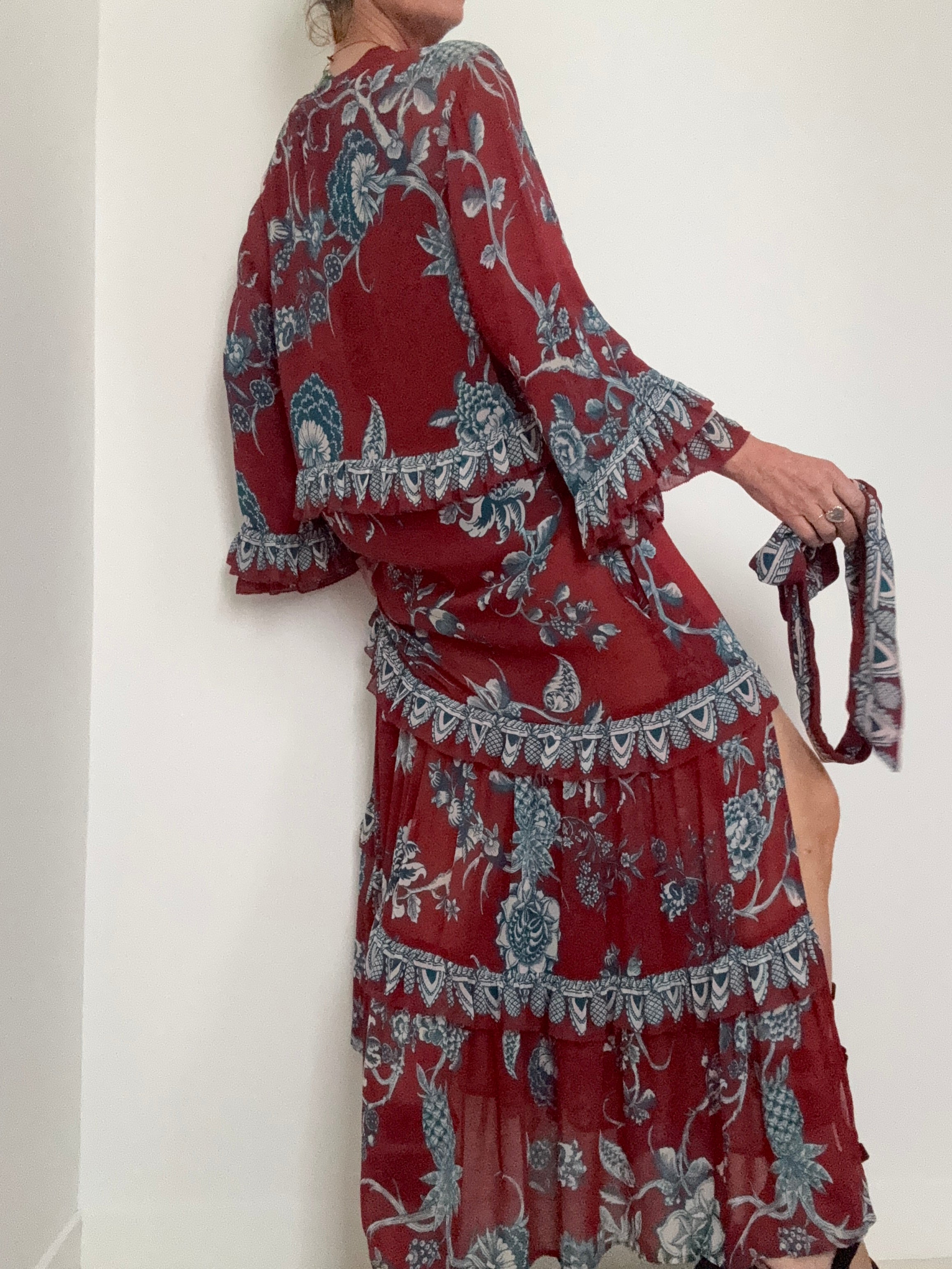 Farm Rio Dresses Tropical Landing Ruffle Maxi Dress