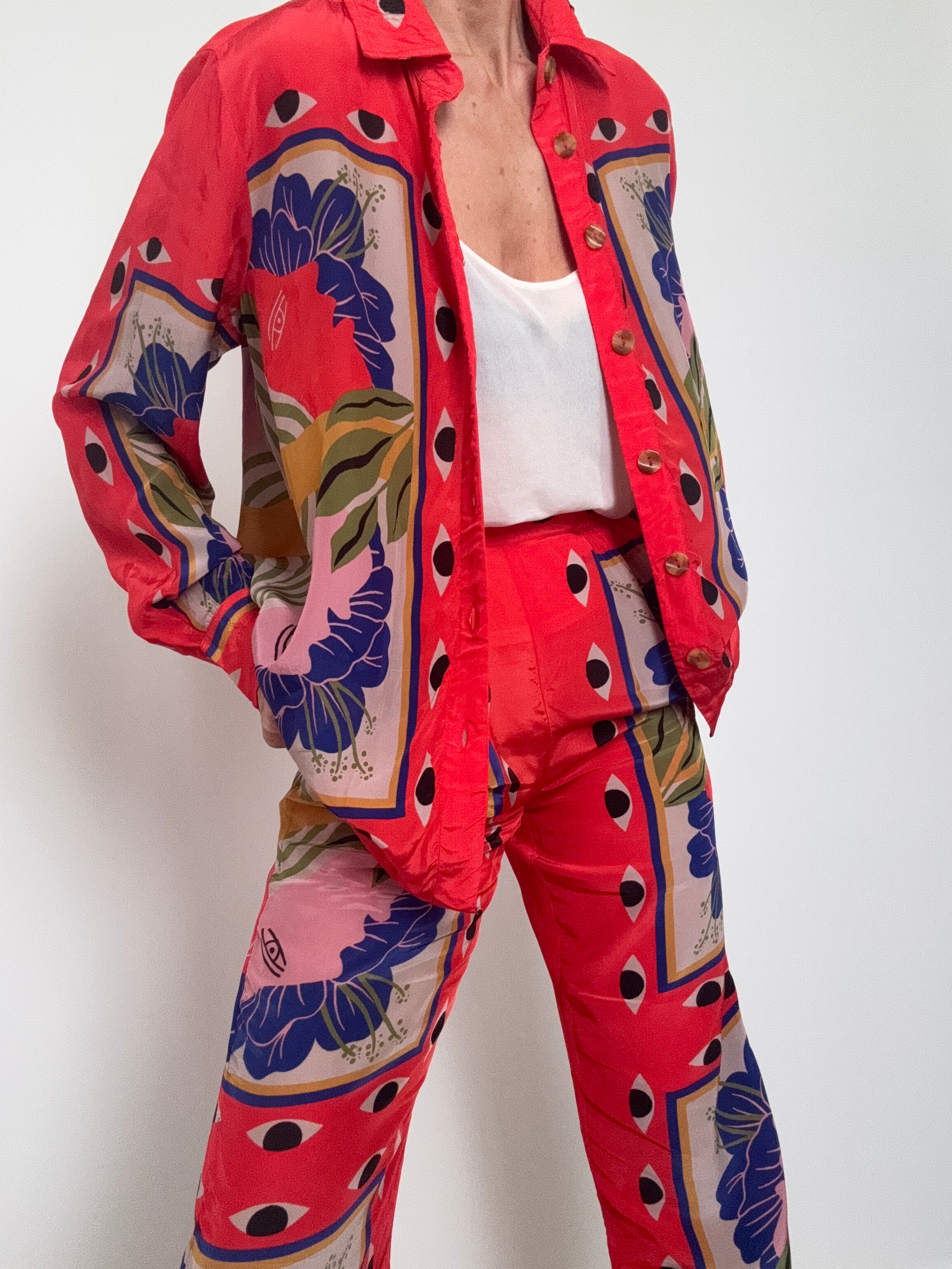 Farm Rio Pants Sand Surreal Scarf Pajama Pants