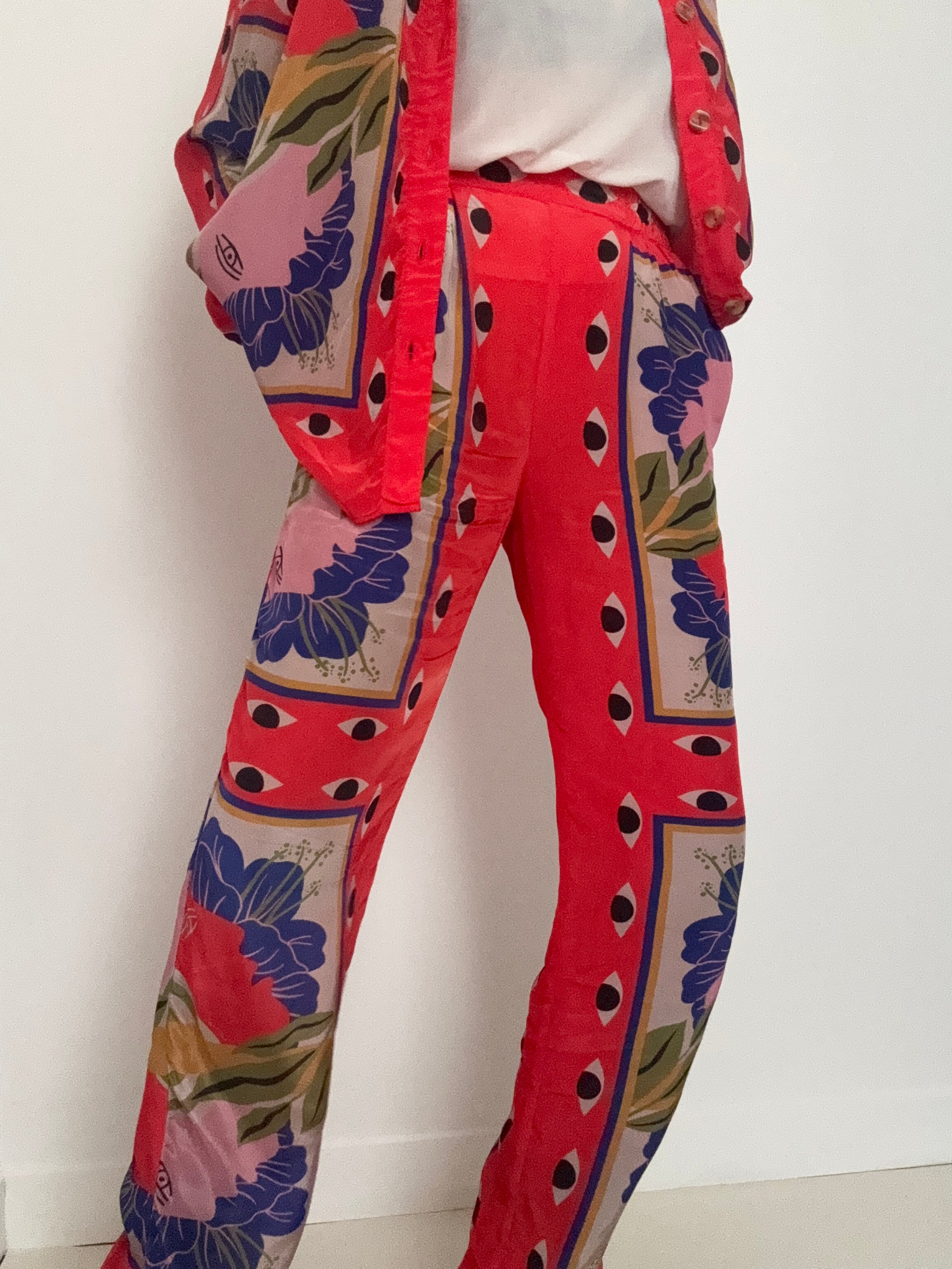 Farm Rio Pants Sand Surreal Scarf Pajama Pants