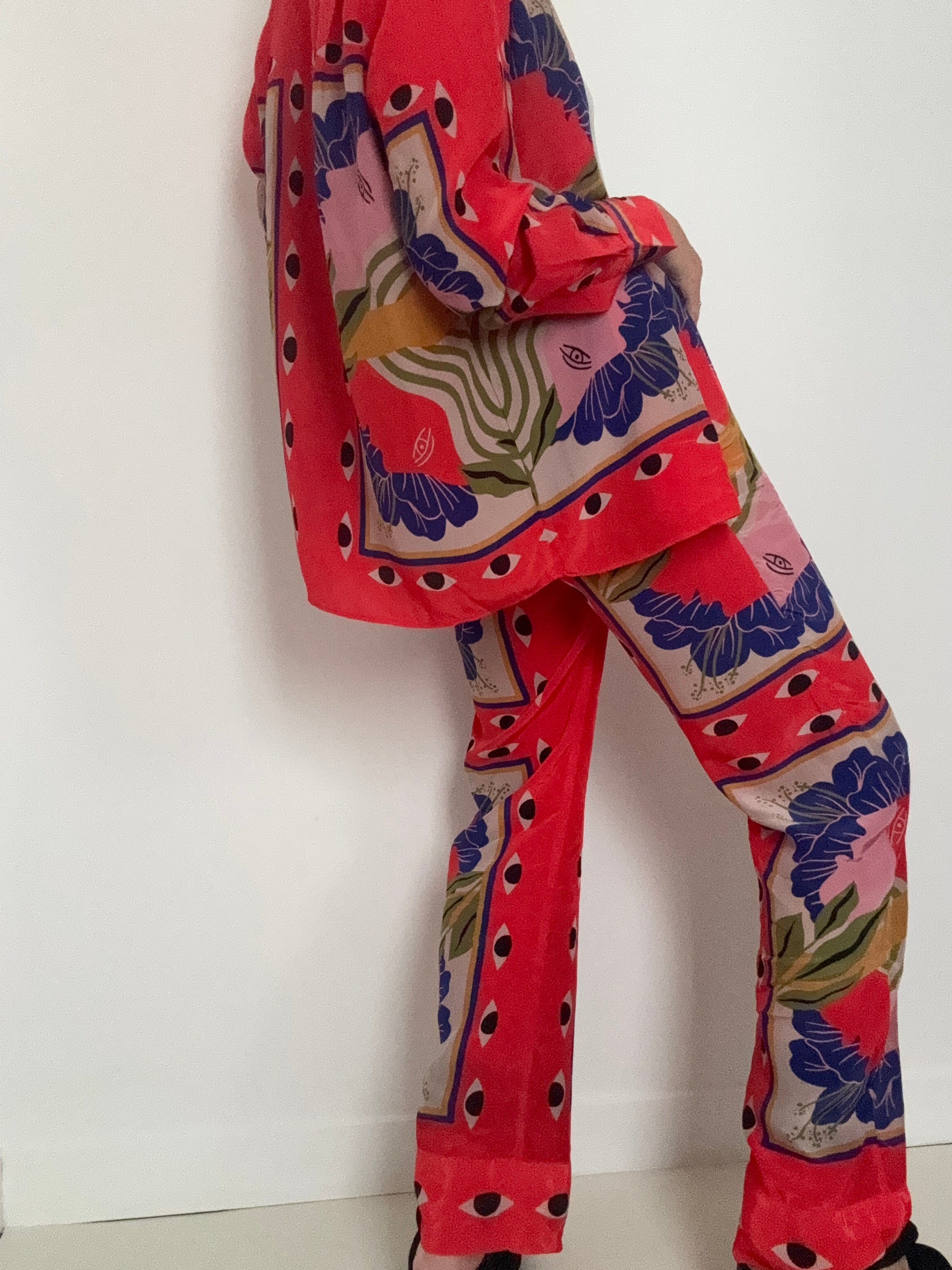Farm Rio Pants Sand Surreal Scarf Pajama Pants