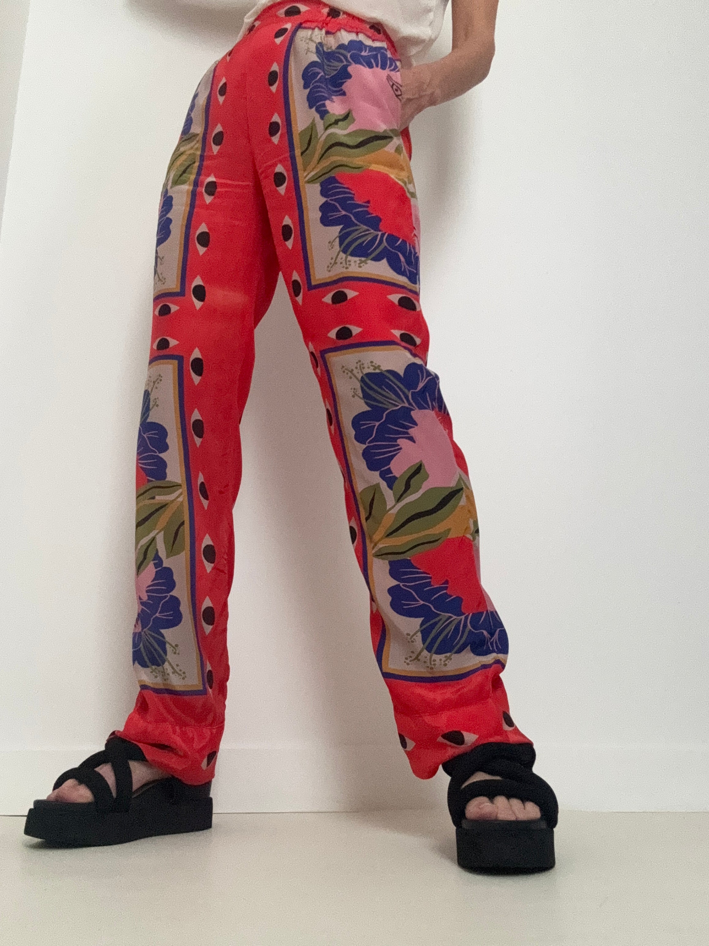 Farm Rio Pants Sand Surreal Scarf Pajama Pants