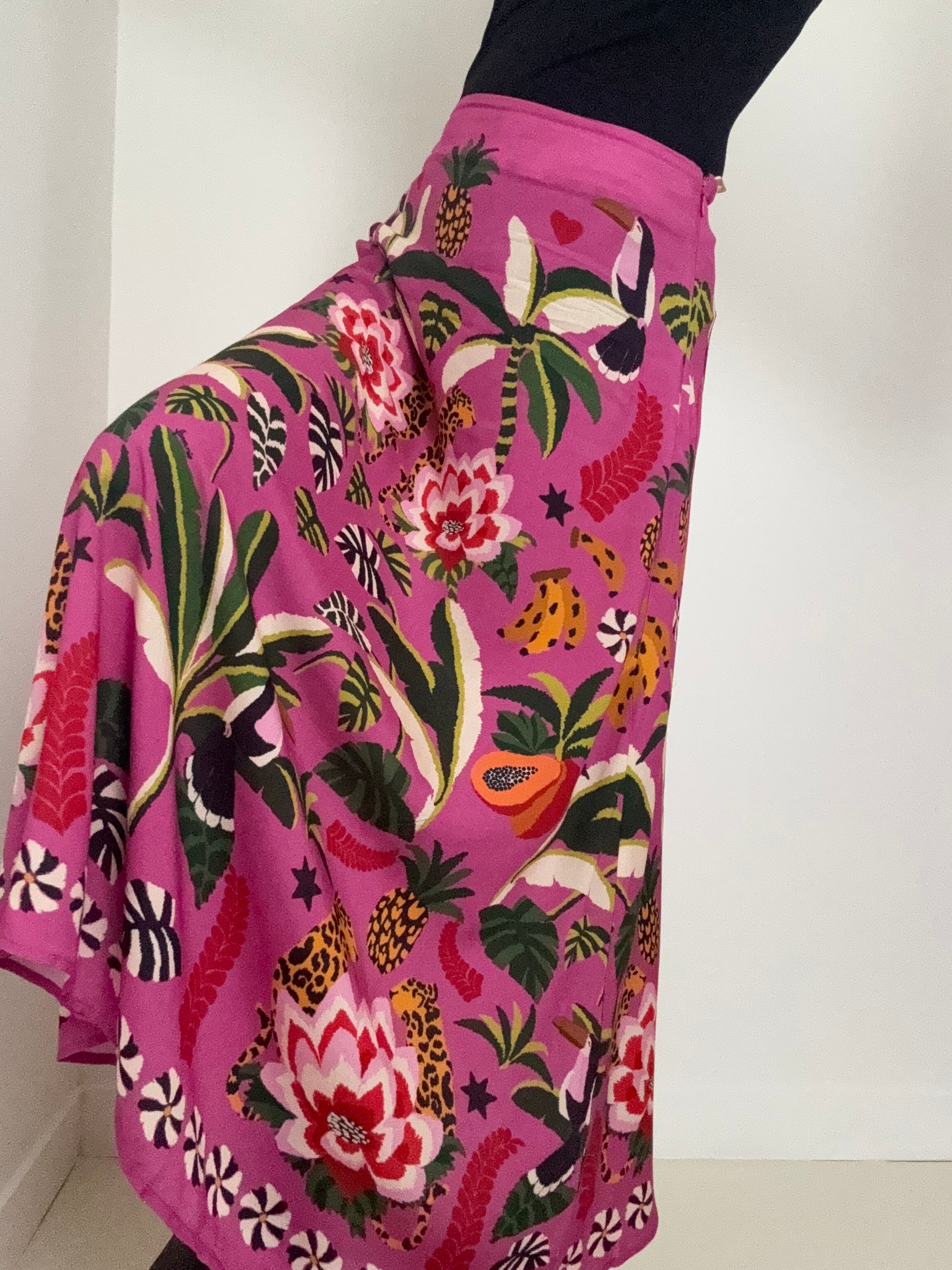 Farm Rio Skirts Anzber Tropical Print Skirt Pink