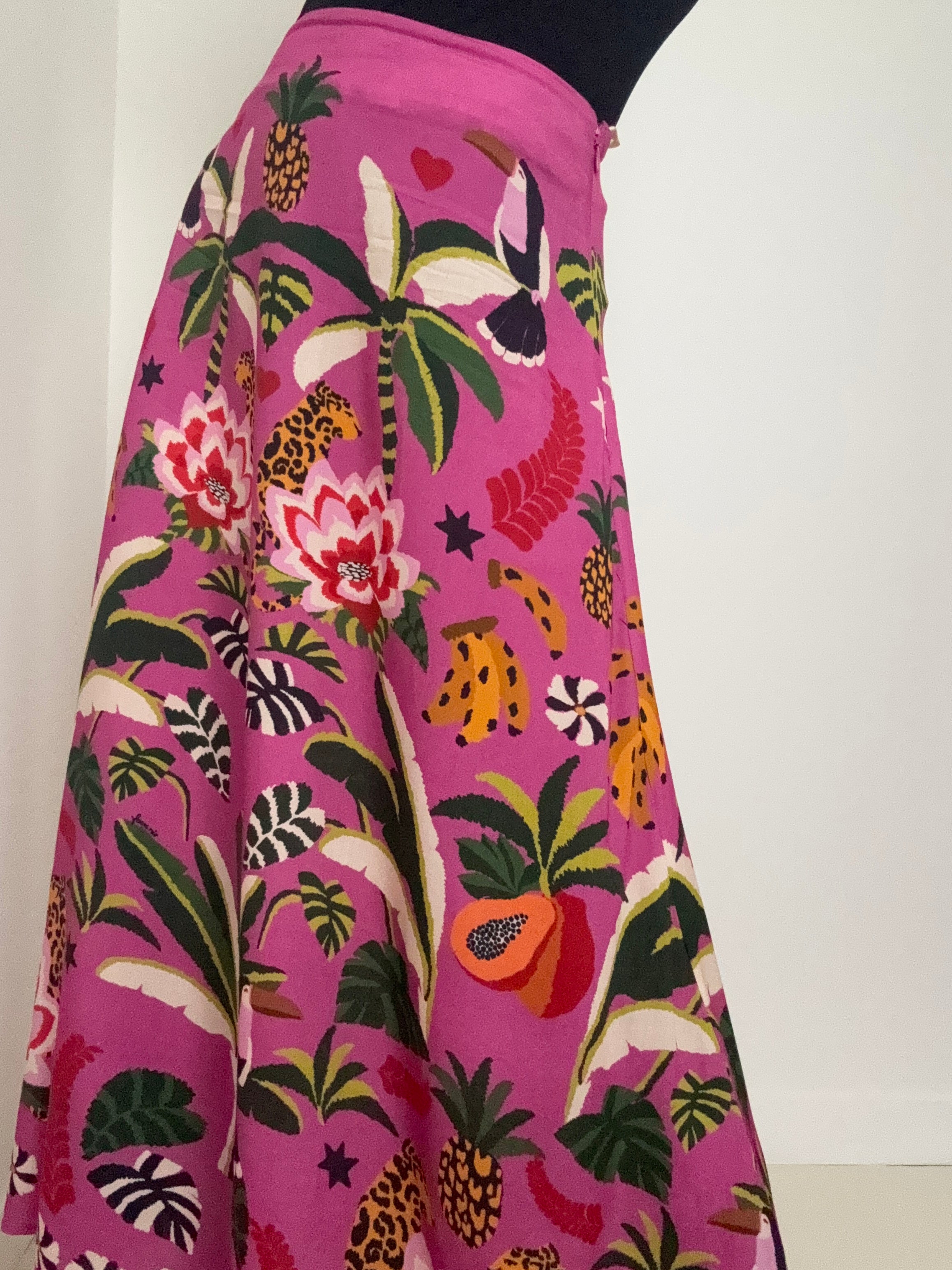 Farm Rio Skirts Anzber Tropical Print Skirt Pink