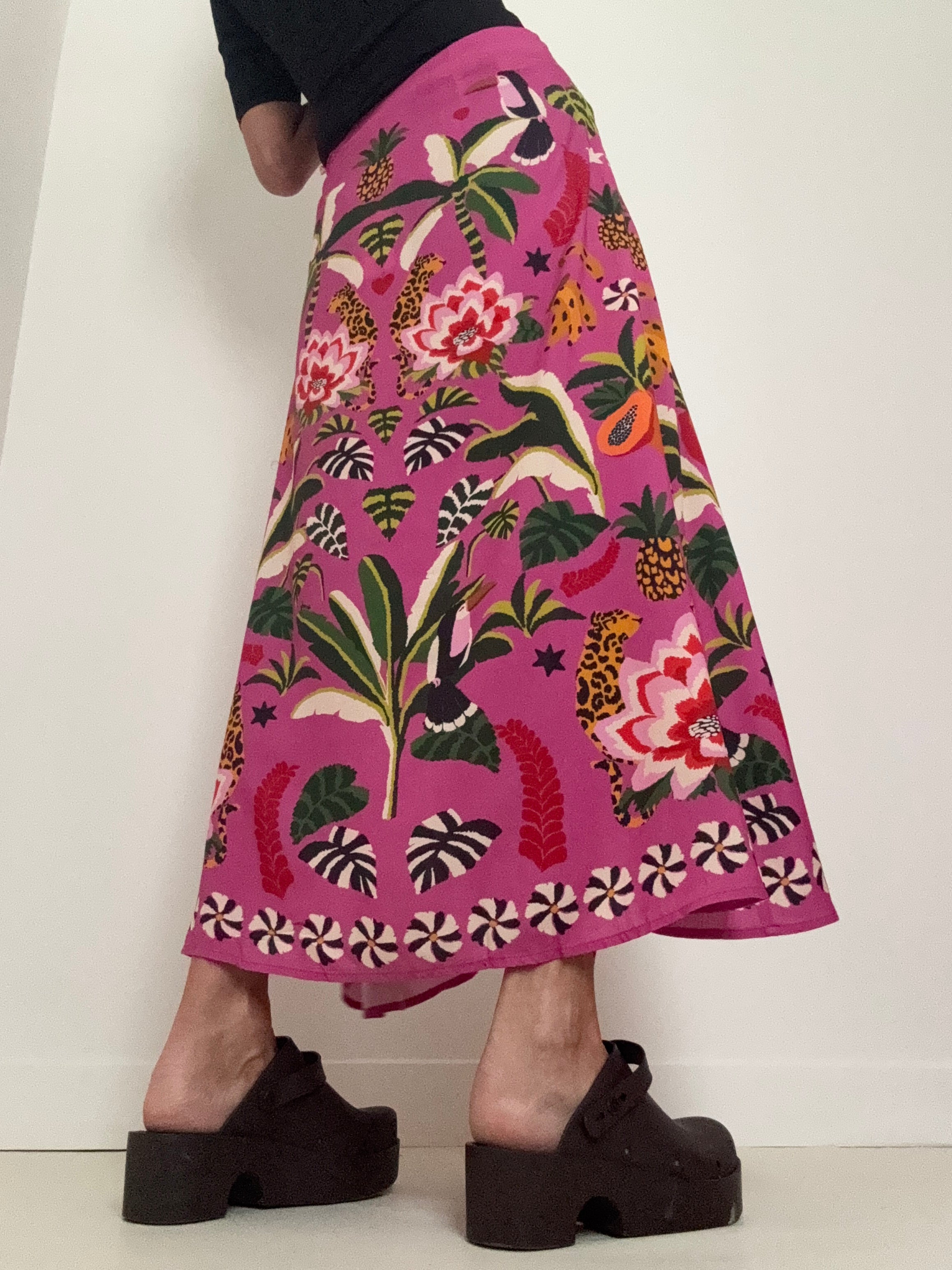 Farm Rio Skirts Anzber Tropical Print Skirt Pink