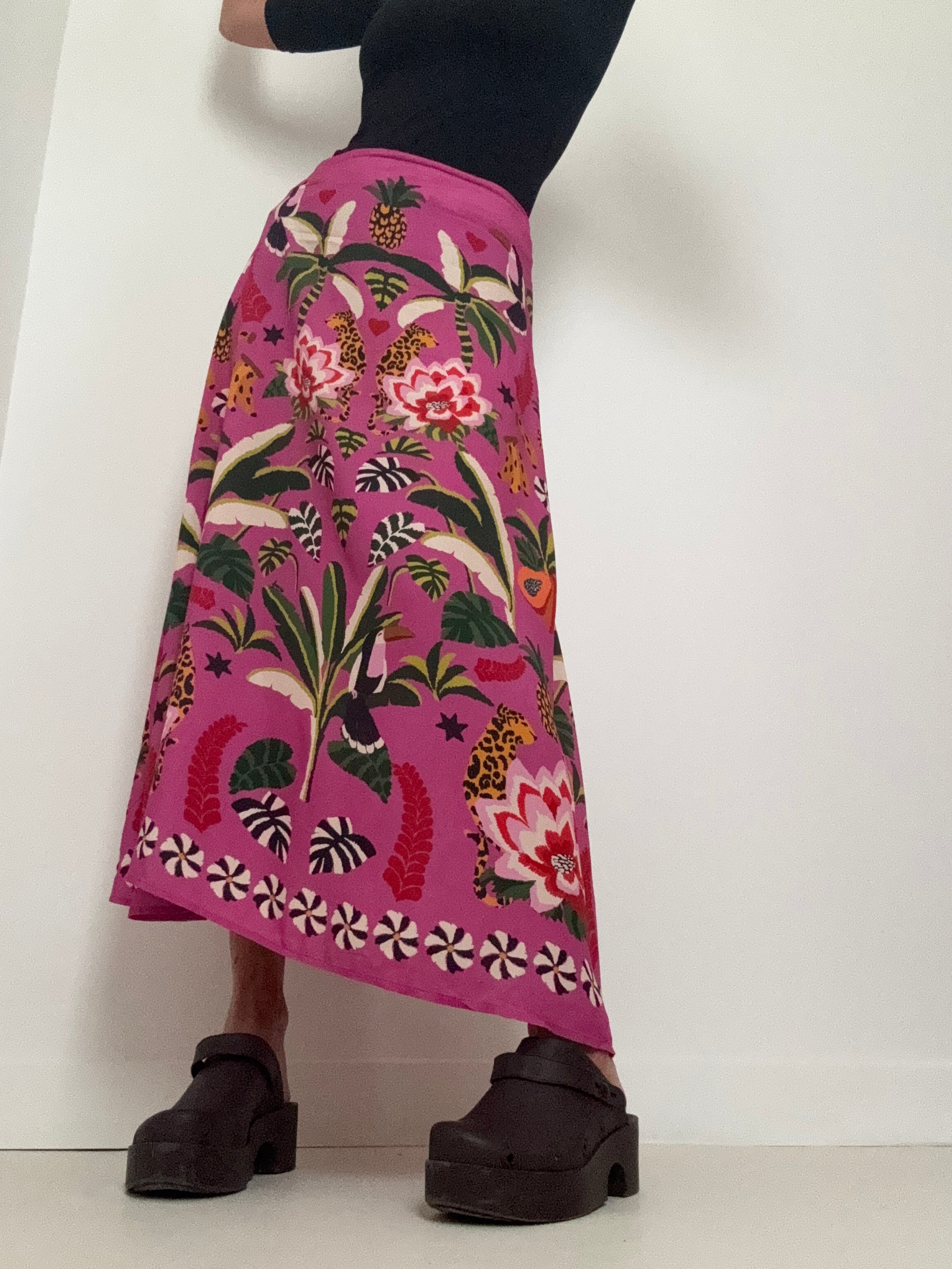 Farm Rio Skirts Anzber Tropical Print Skirt Pink
