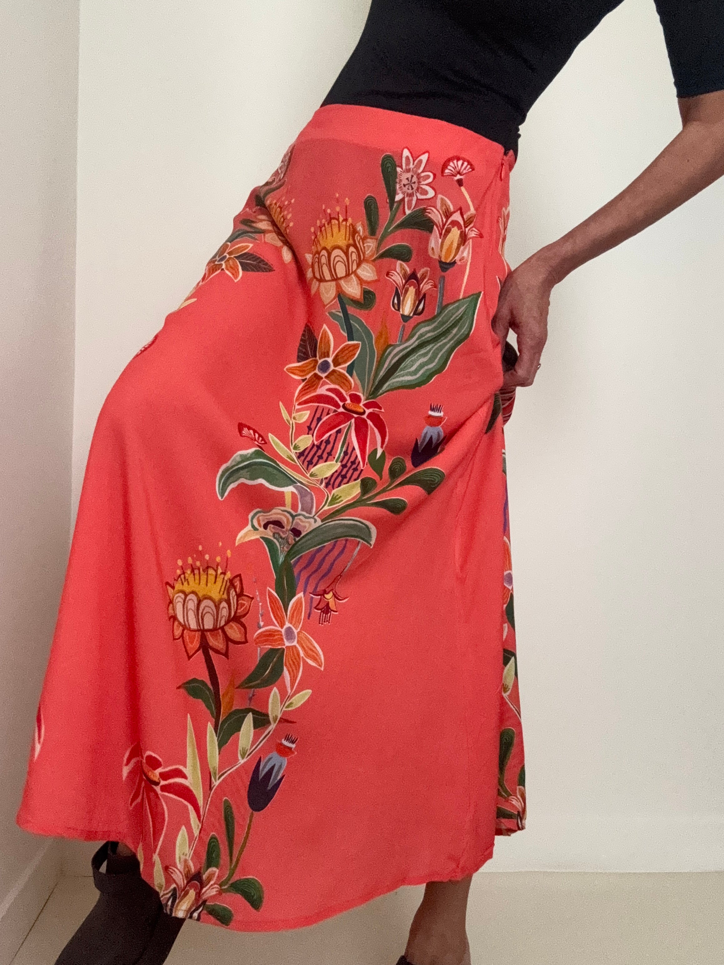 Anzber Tropical Print Skirt Tangerine | Skirts