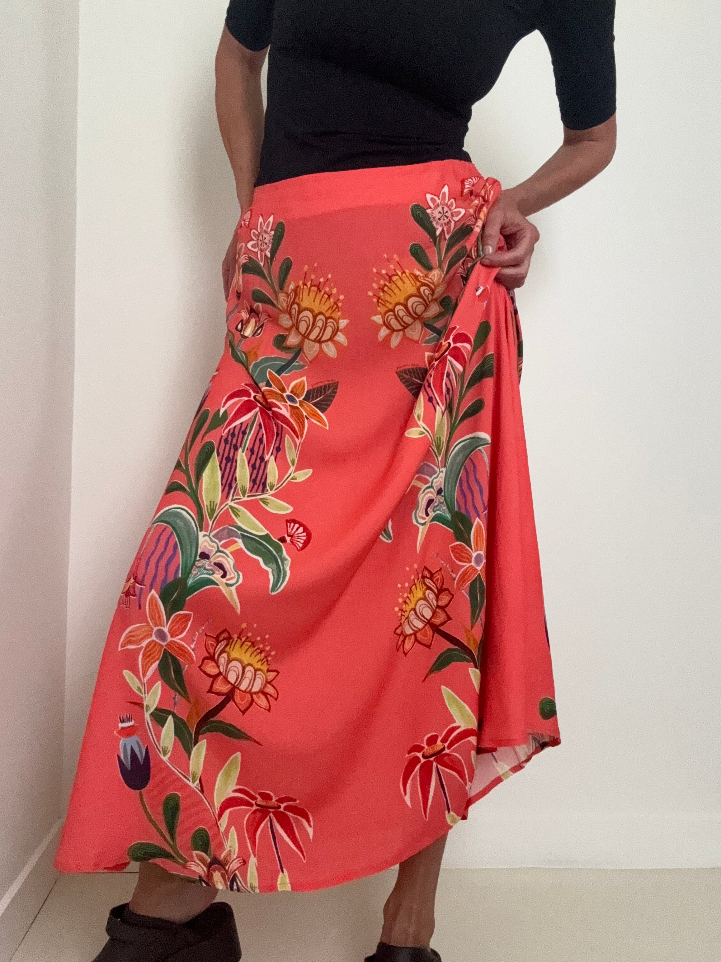 Anzber Tropical Print Skirt Tangerine | Skirts