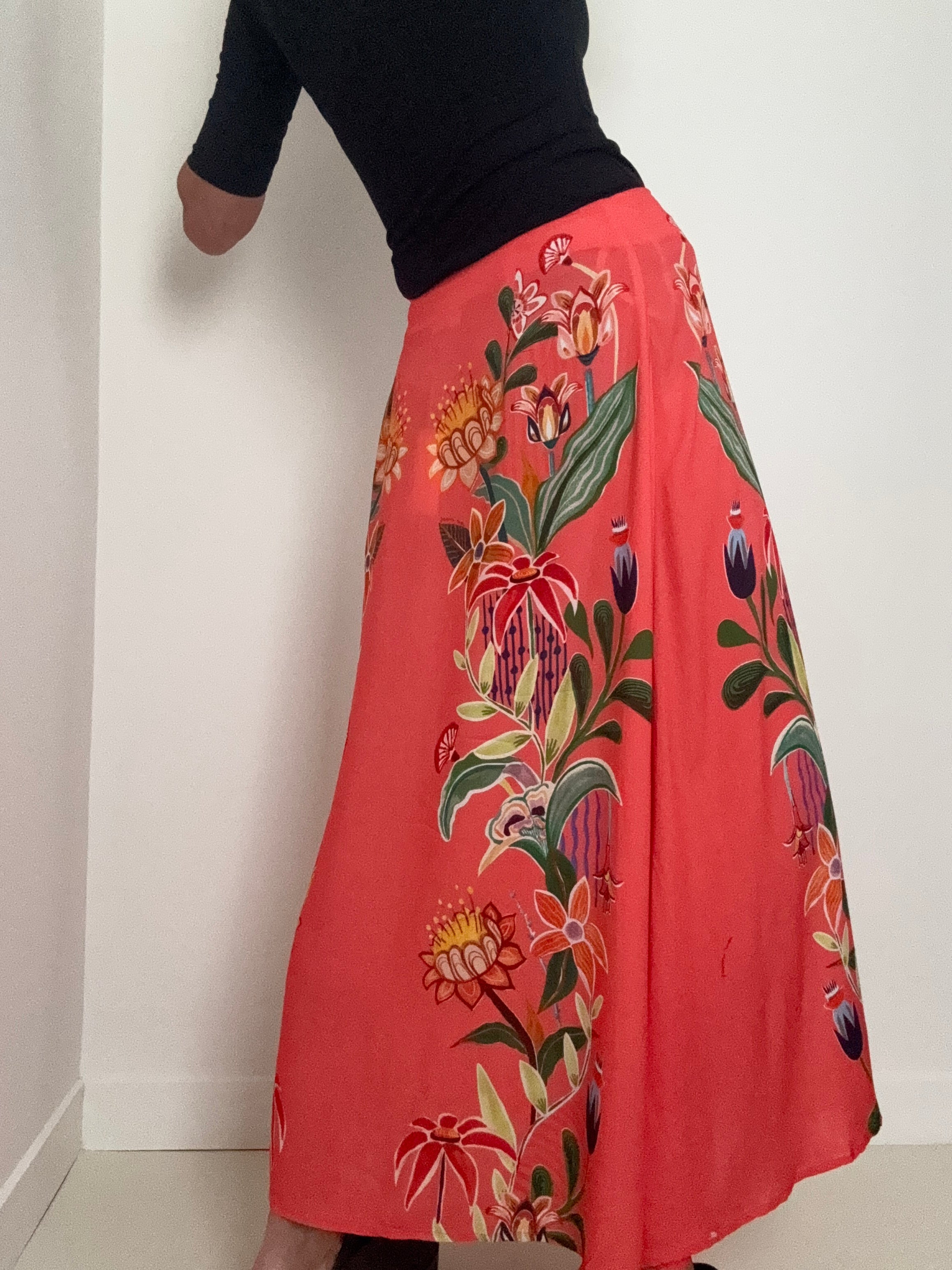 Anzber Tropical Print Skirt Tangerine | Skirts