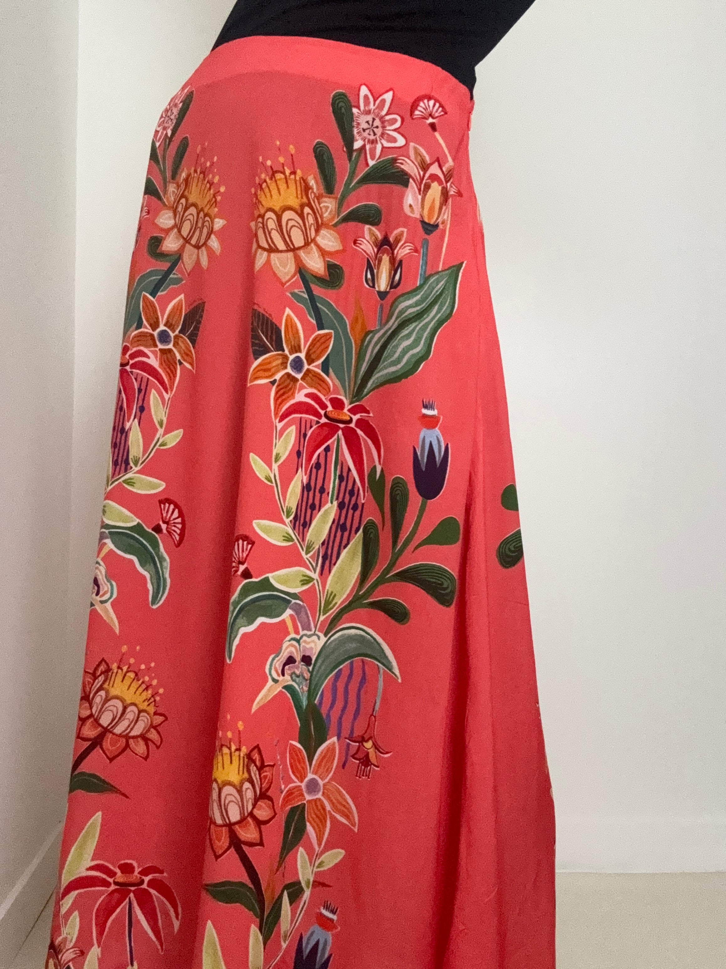 Anzber Tropical Print Skirt Tangerine | Skirts