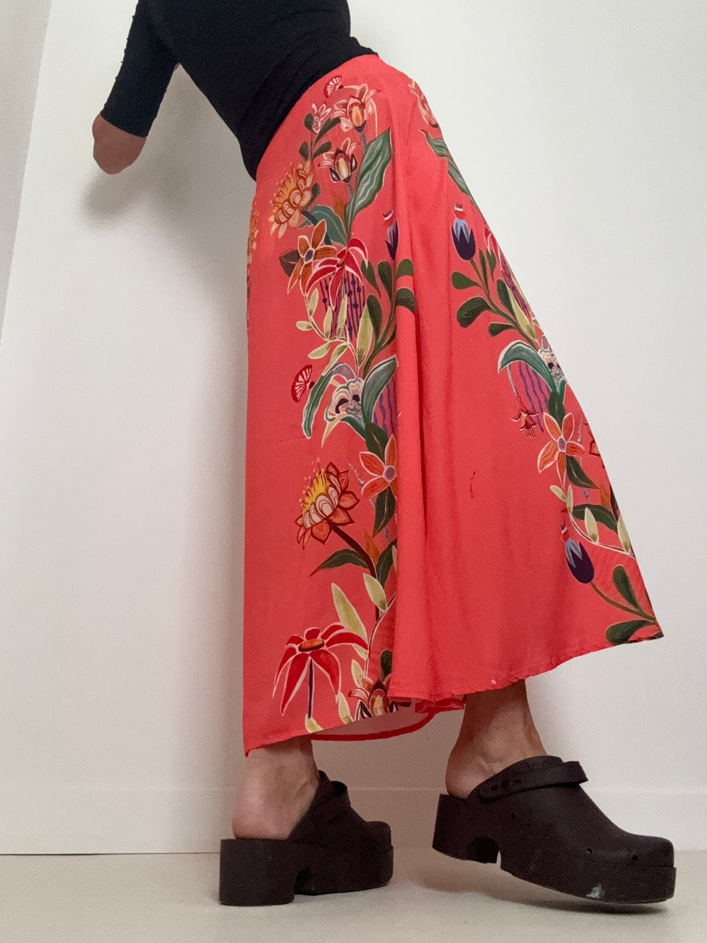 Anzber Tropical Print Skirt Tangerine | Skirts