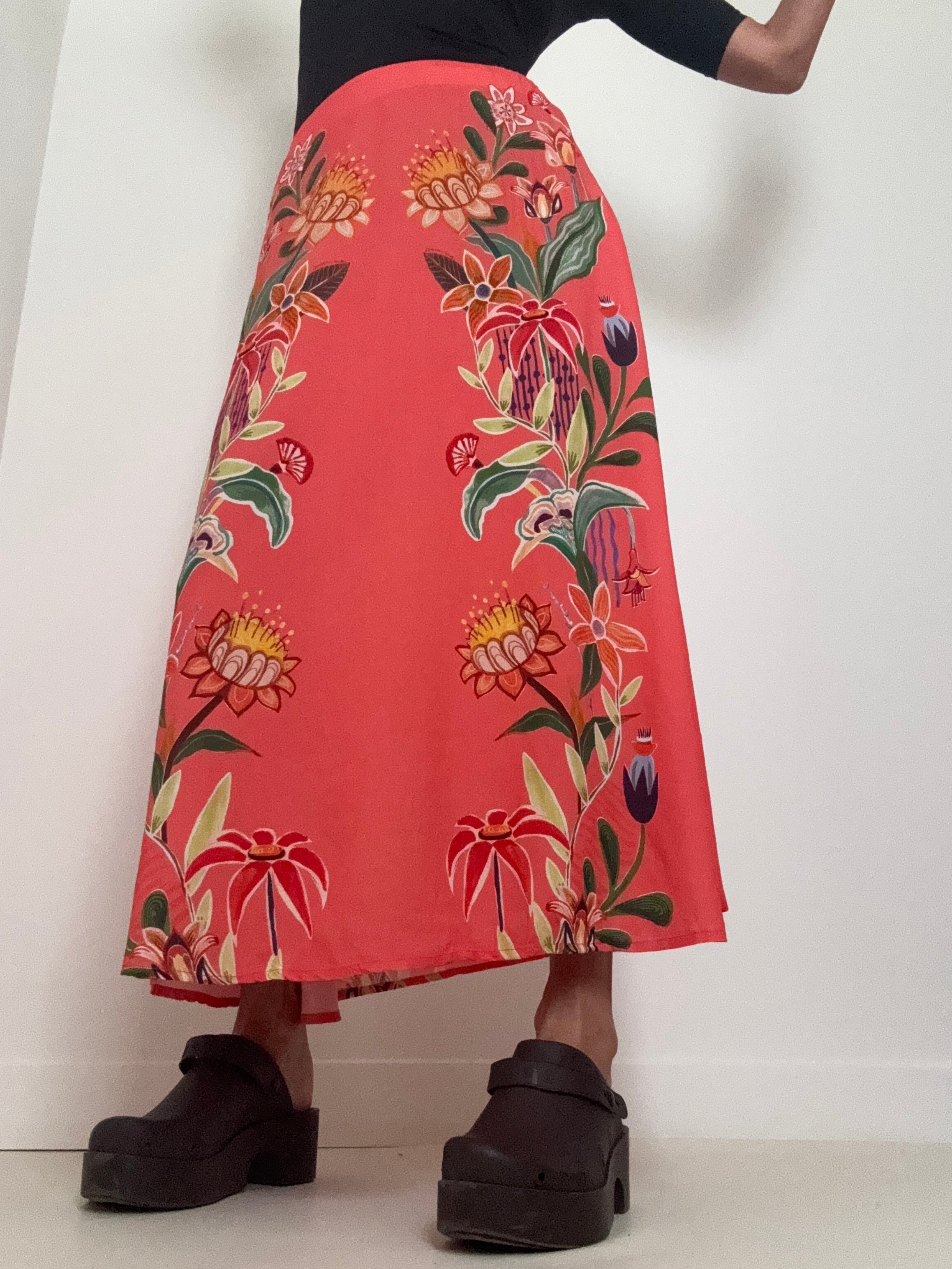 Farm Rio Skirts Anzber Tropical Print Skirt Tangerine