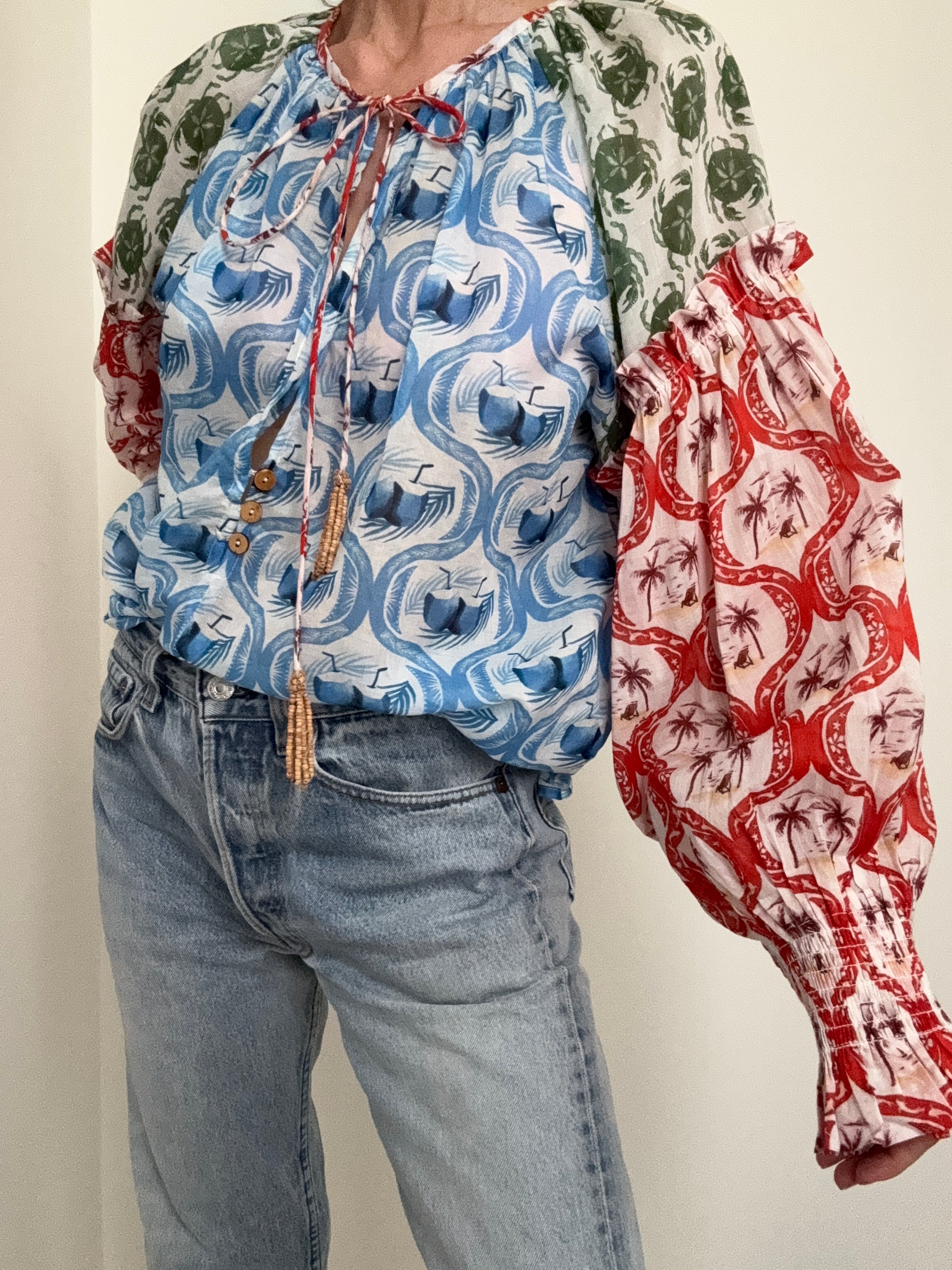 Farm Rio Tops Multicolor Summer Mix Blouse