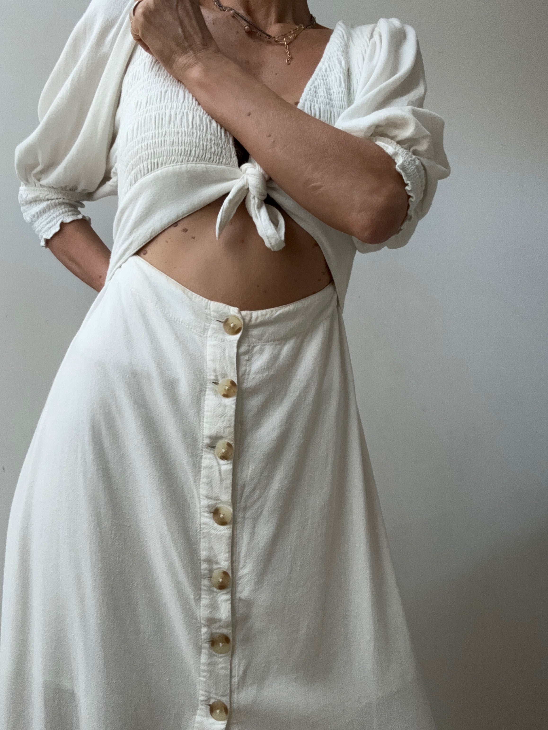 Free people white top linen dress