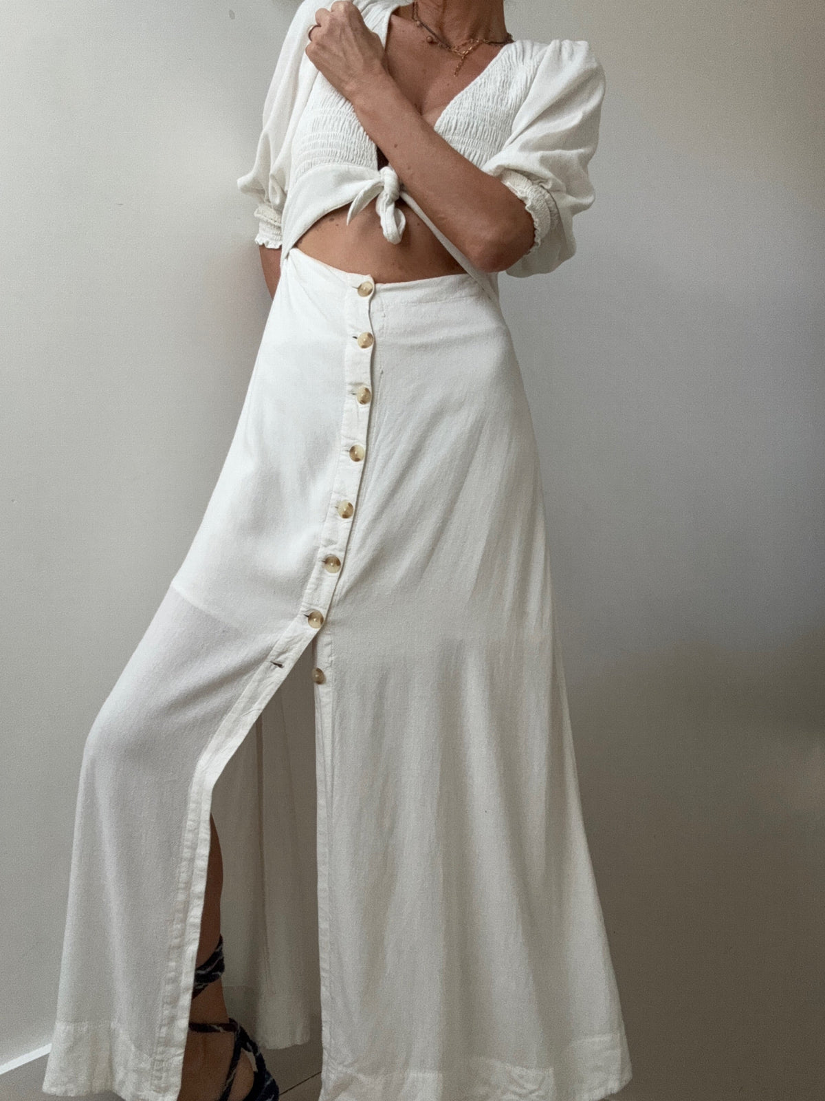 Free People Shirred Blouse Dress White | Jetsetbohemian