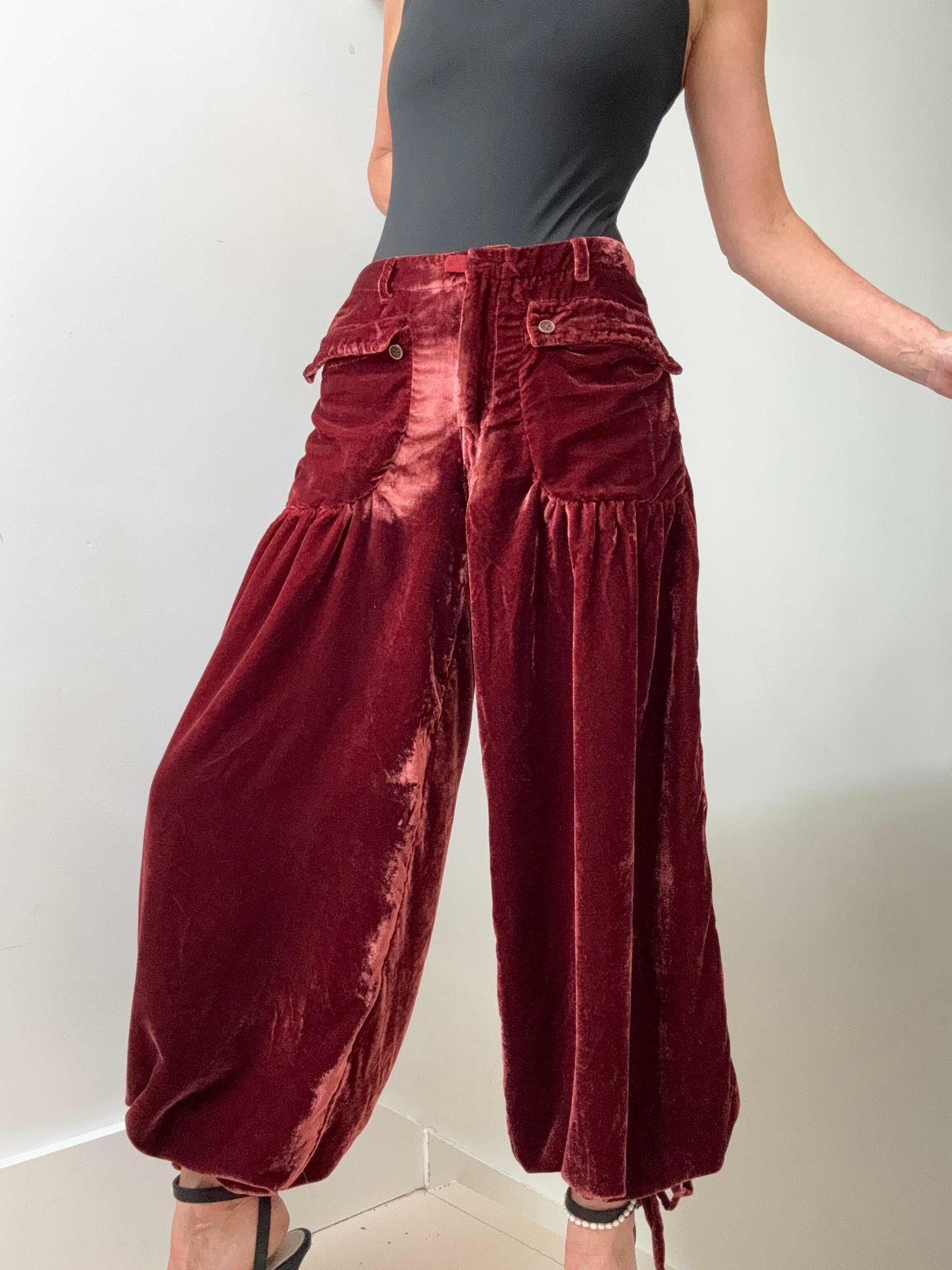 Free People Pants Free People Lotus Velvet Pants Garnet