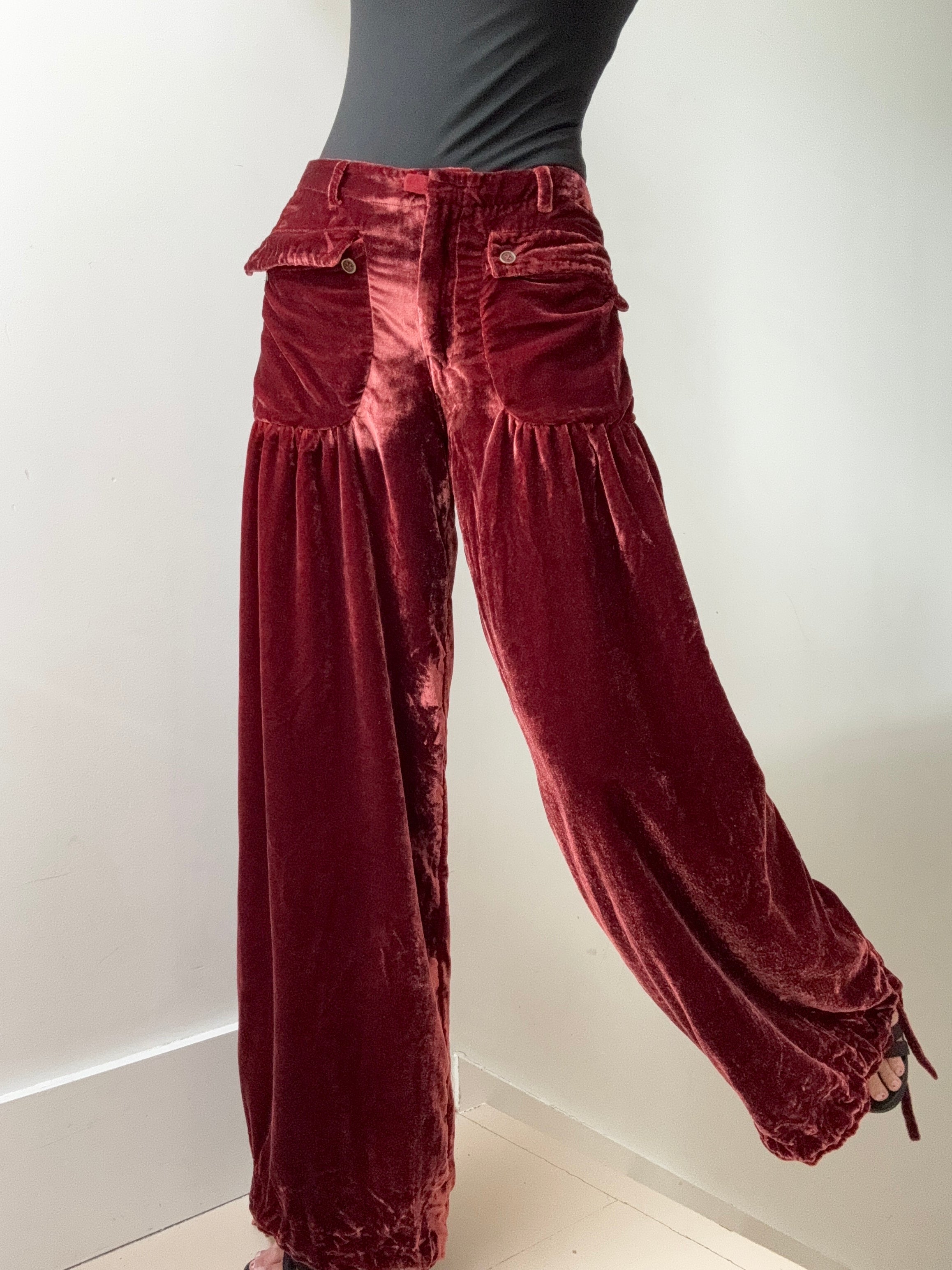 Free People Pants Free People Lotus Velvet Pants Garnet