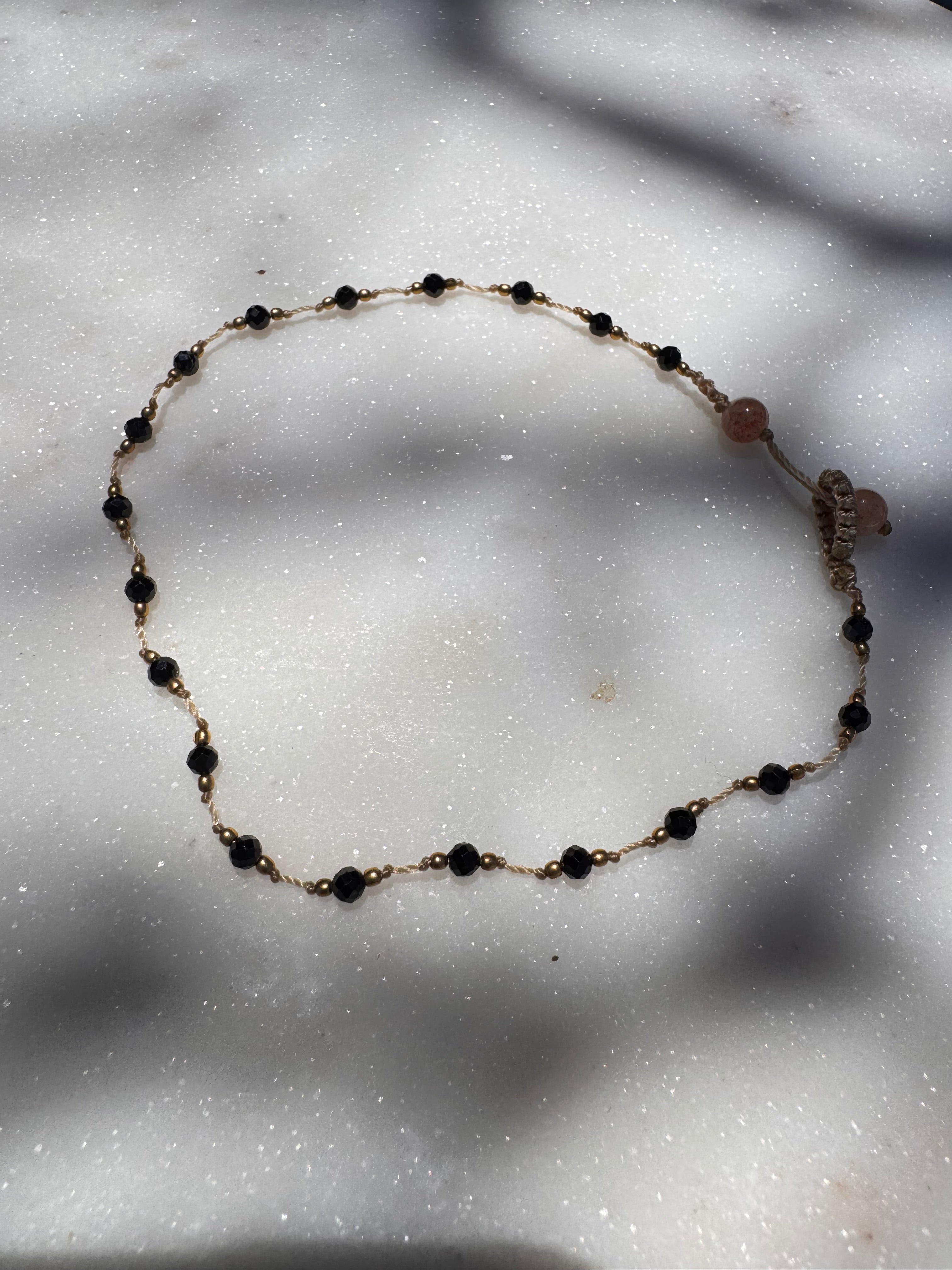 Future Nomads Anklets 55cm-75cm Crystal Onyx Brass Anklet