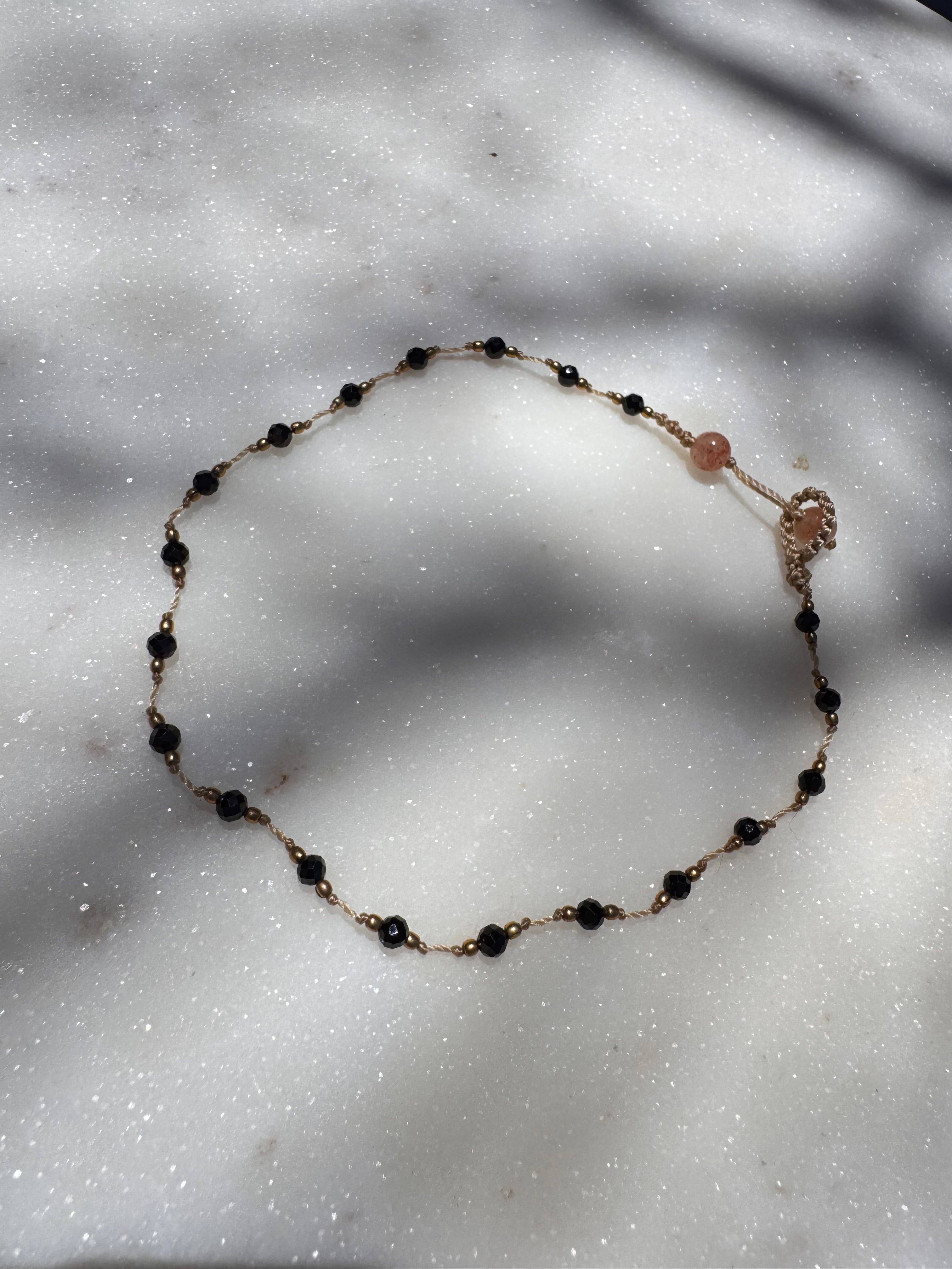 Future Nomads Anklets 55cm-75cm Crystal Onyx Brass Anklet