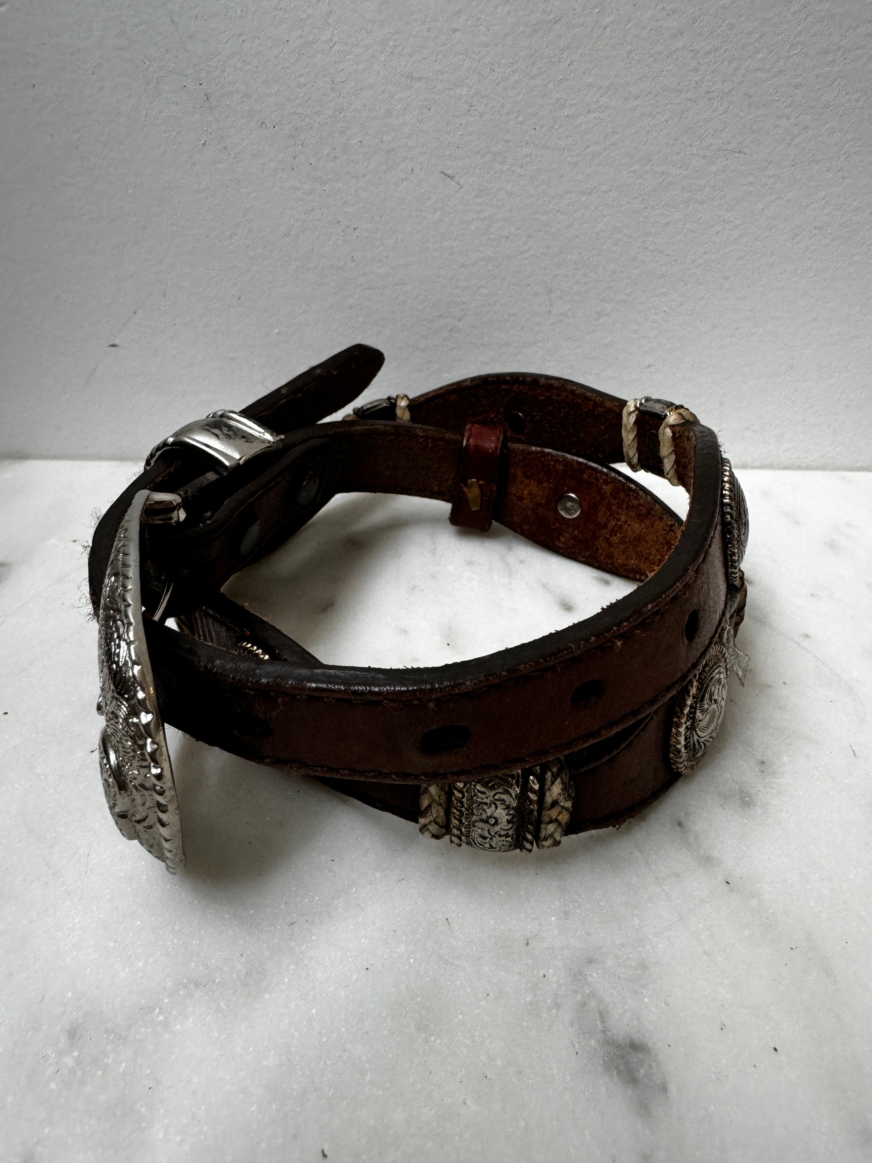 Future Nomads Belts 82cm Brown Leather Disk Belt