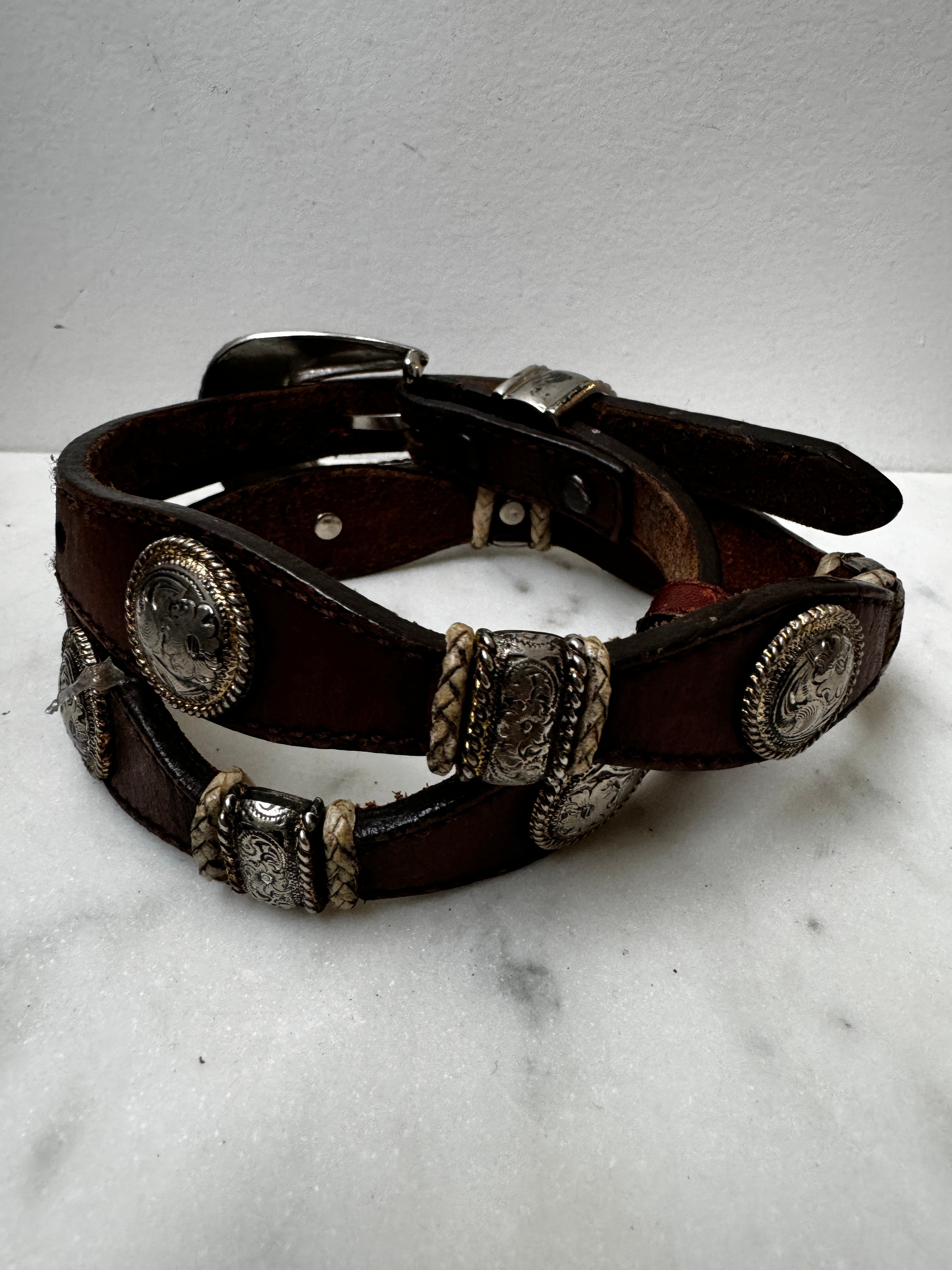 Future Nomads Belts 82cm Brown Leather Disk Belt