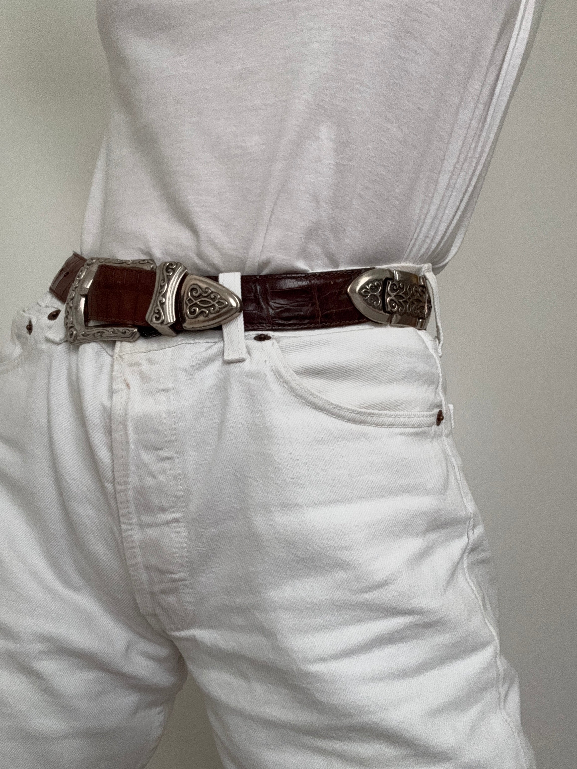 Embossed Brass Tri Vintage Belt | Belts