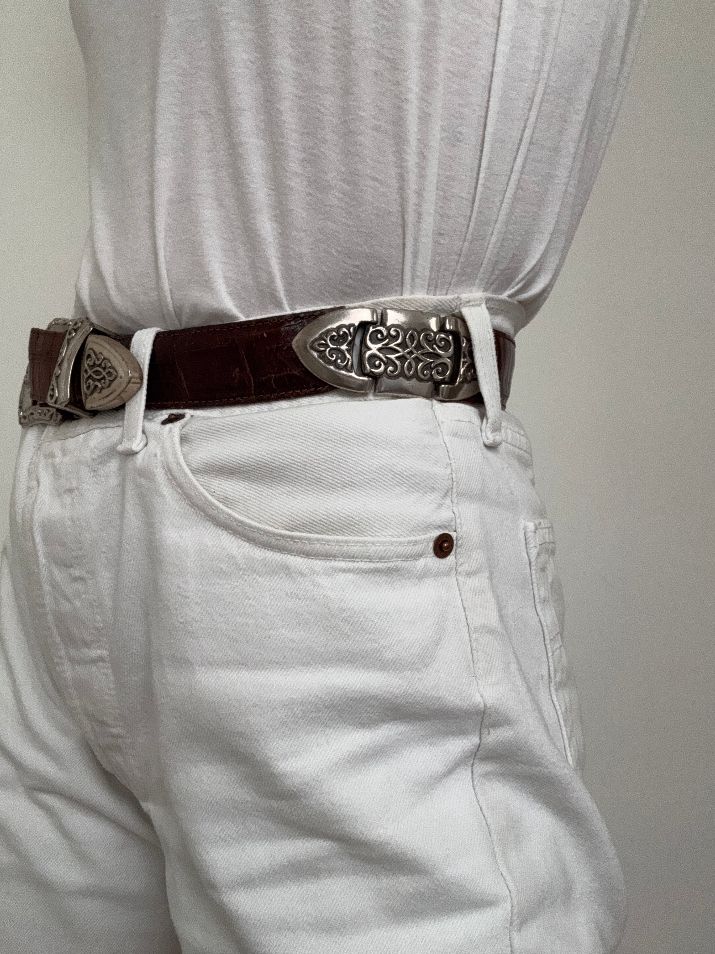 Embossed Brass Tri Vintage Belt | Belts