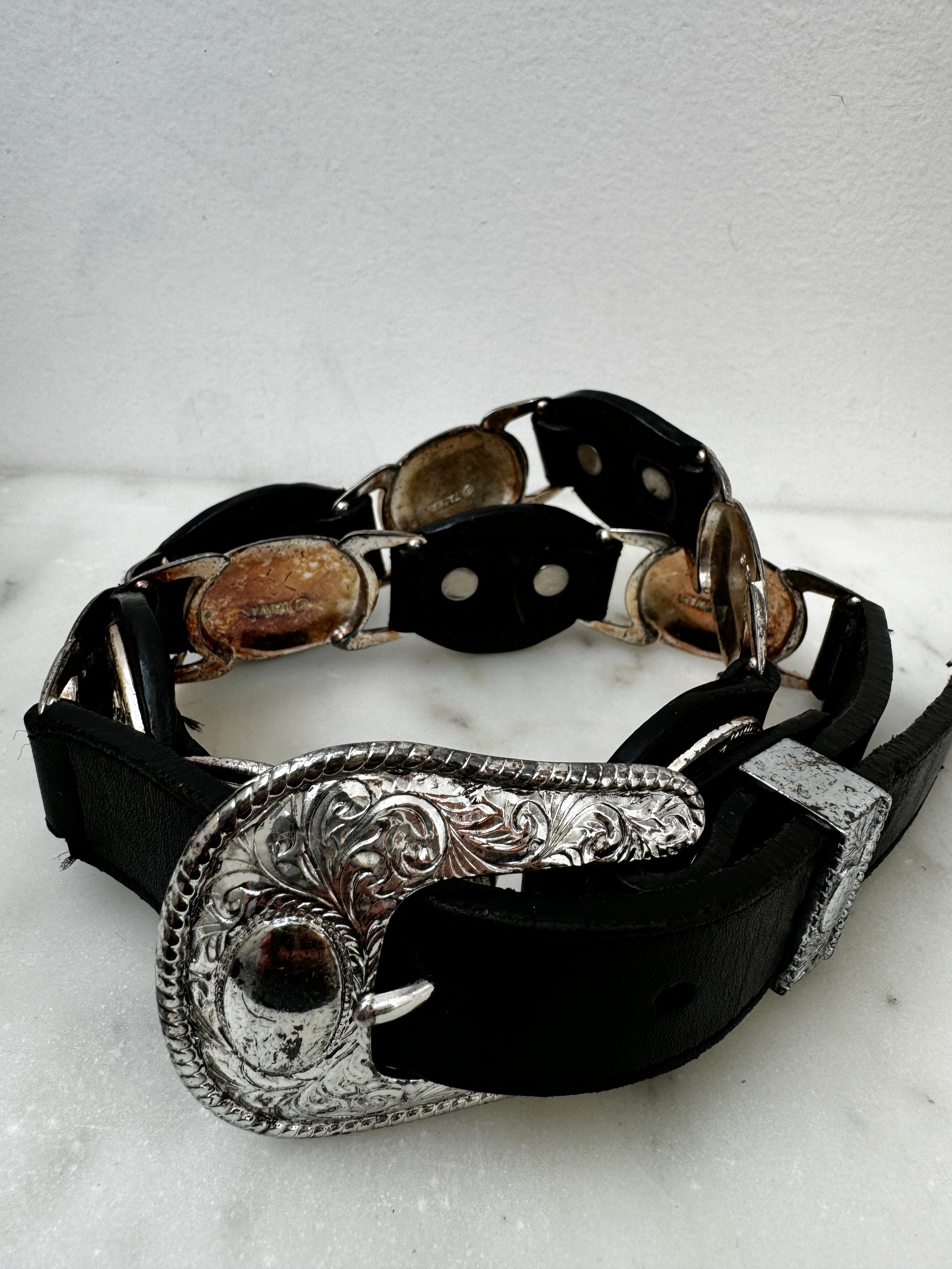 Future Nomads Belts 87cm Silver And Leather Disk Belt