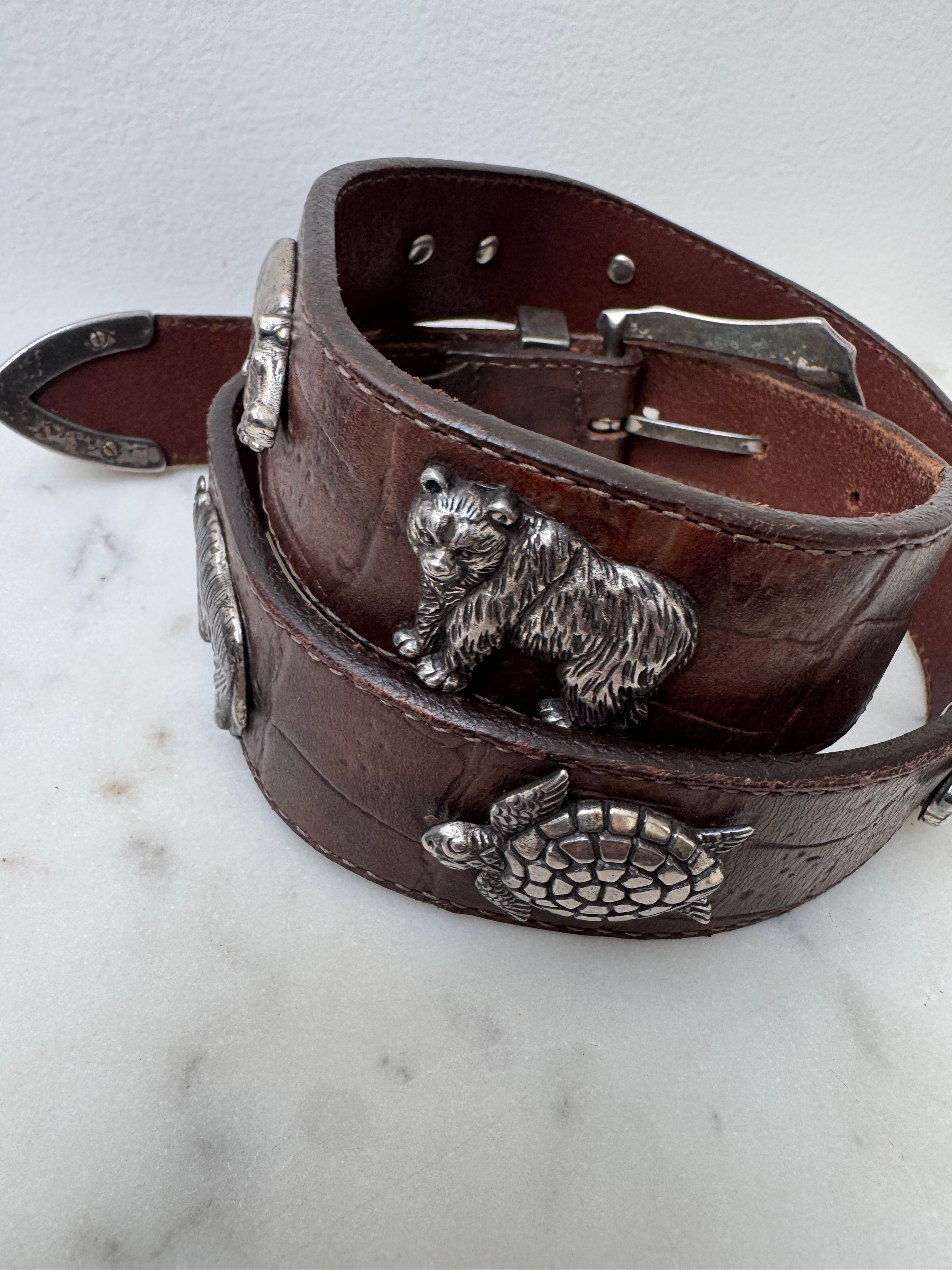 Brown and Silver Animals Belt 3 | Belts