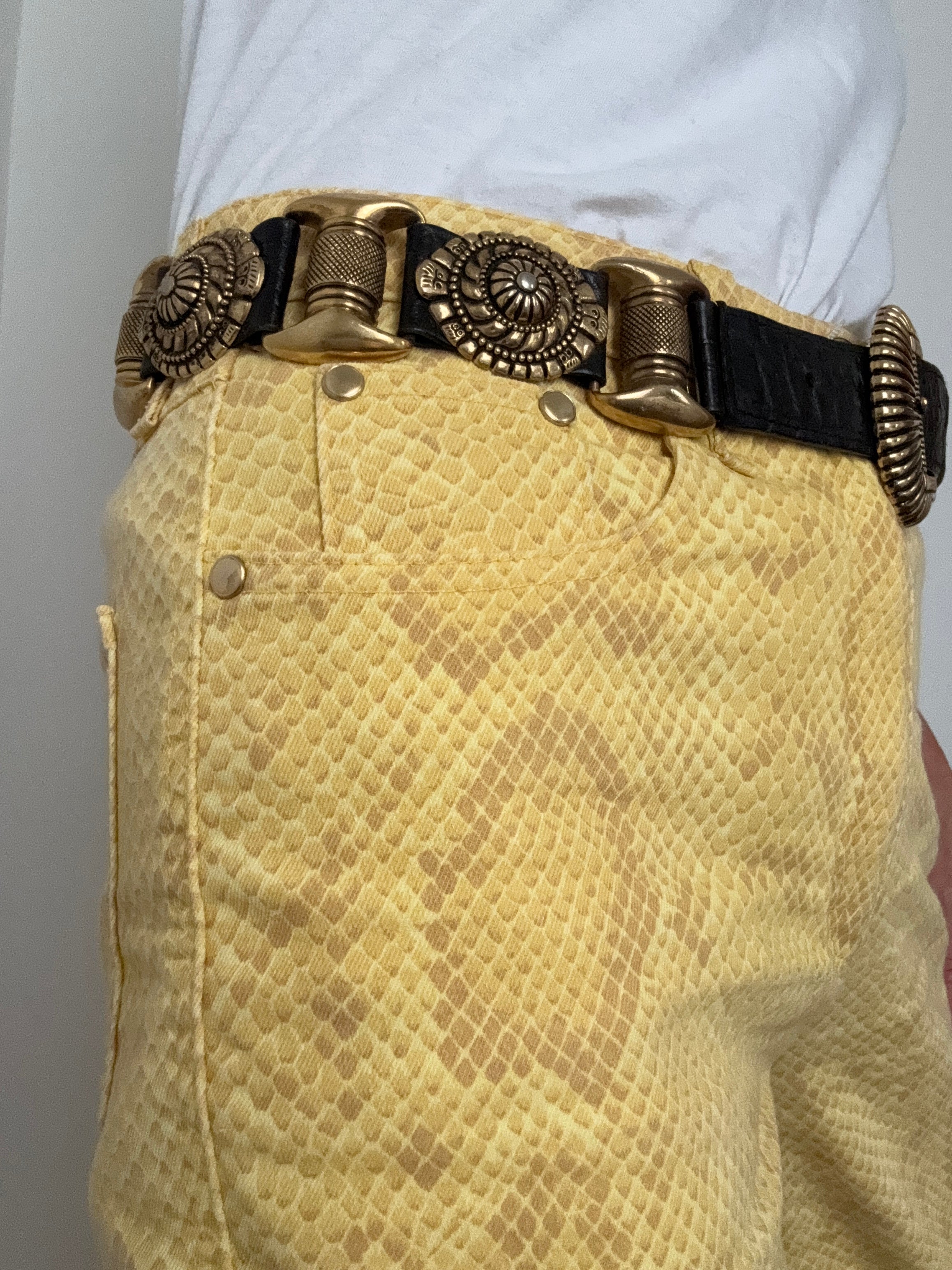 Gold & Black Vintage Leather Belt | Belts