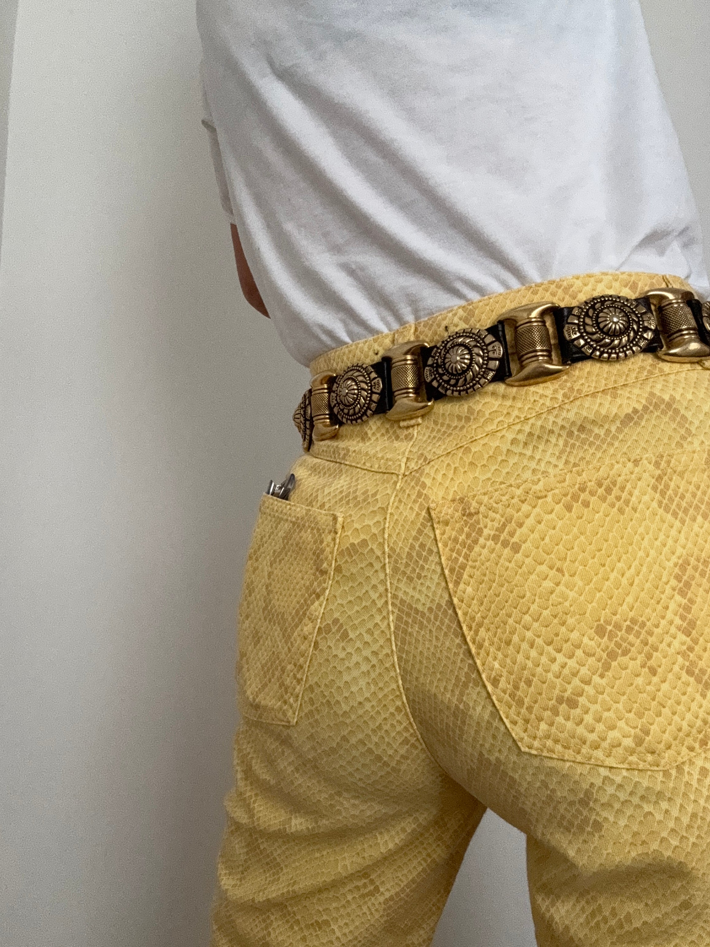 Gold & Black Vintage Leather Belt | Belts