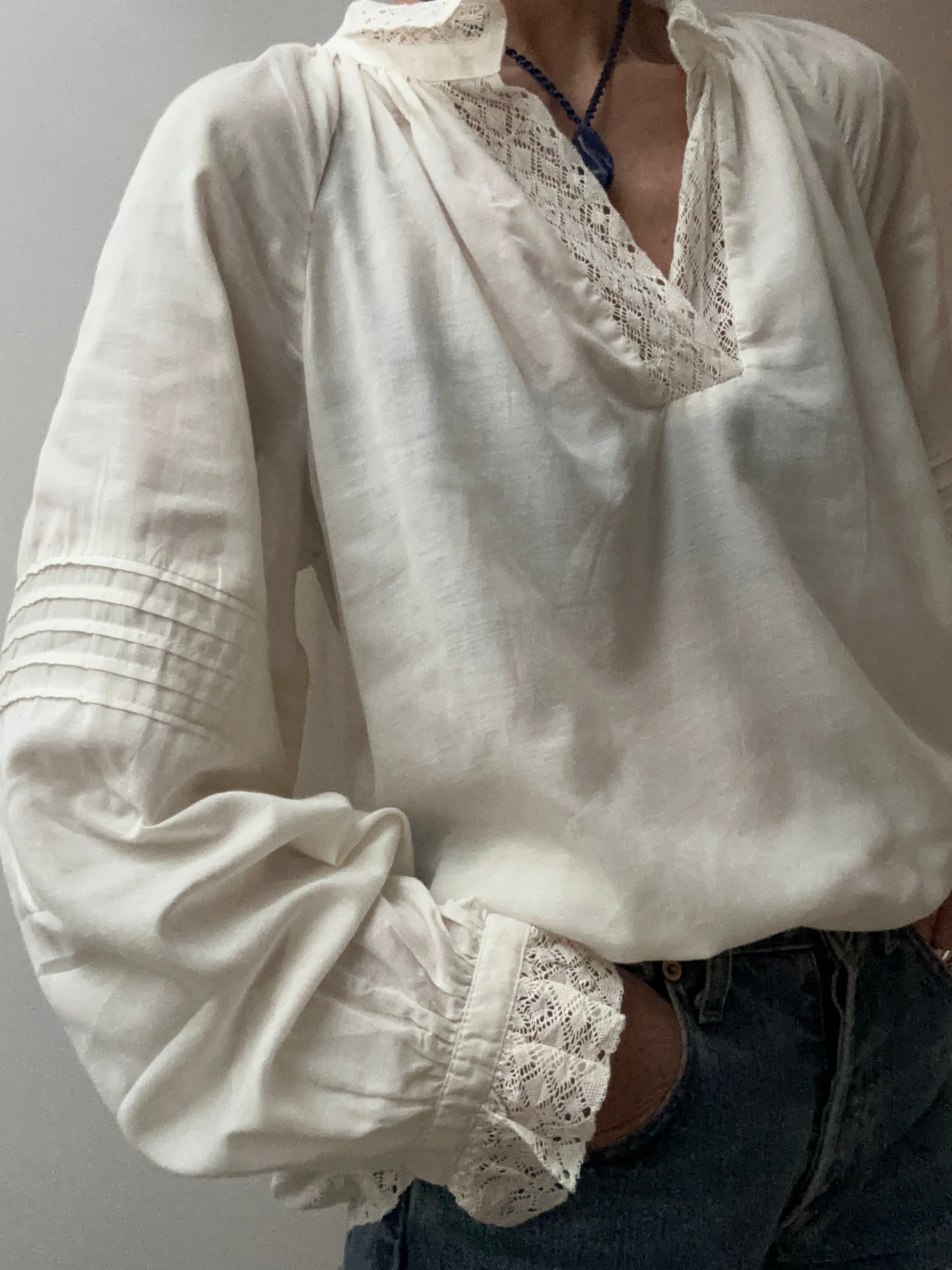 Future Nomads Blouses Embroidered V Neck Blouse Cream