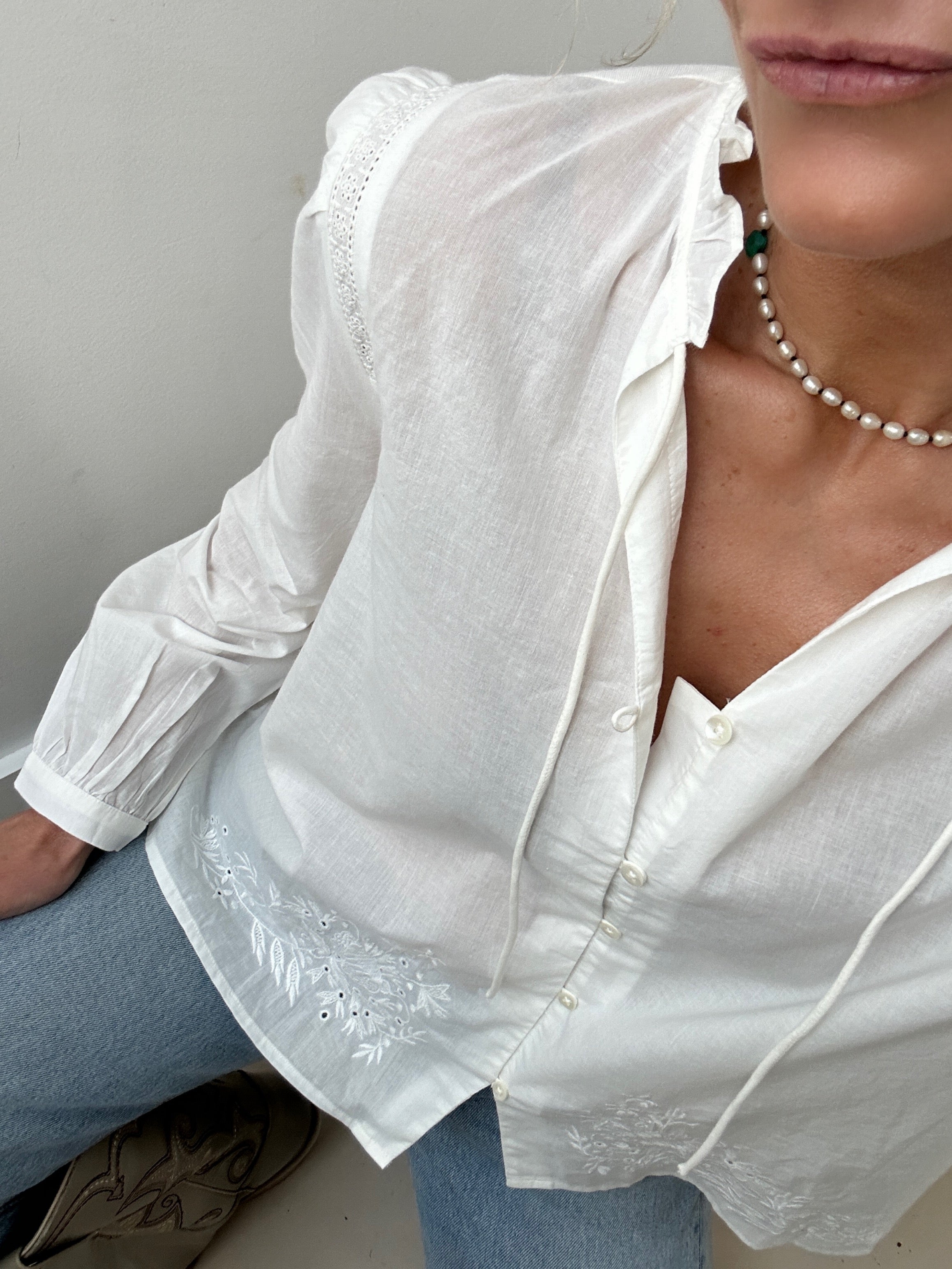 Future Nomads Blouses Light Cotton Embroidered Blouse White
