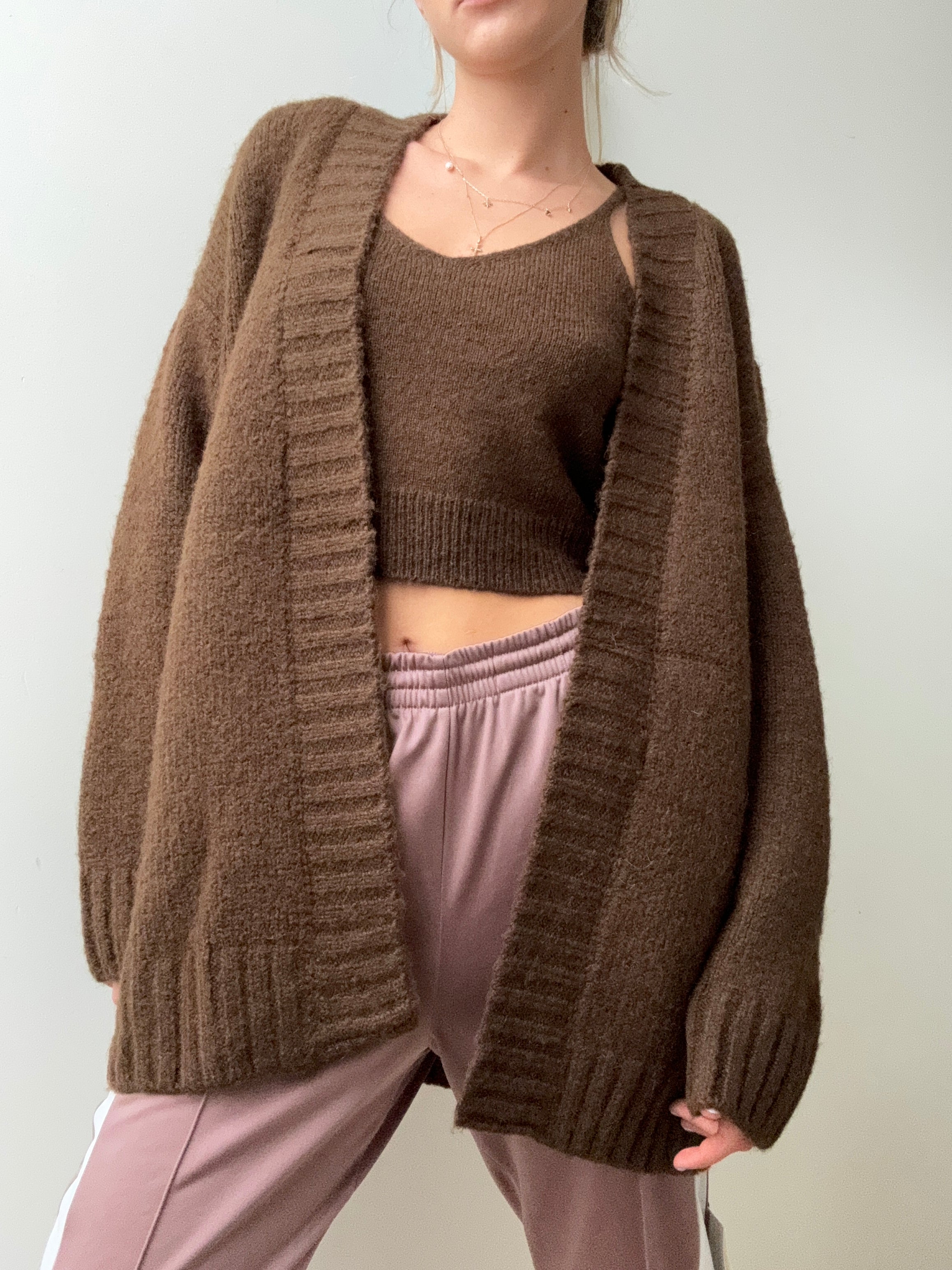 Future Nomads Cardigans One Size In By In Chocolate Knit Cardigan