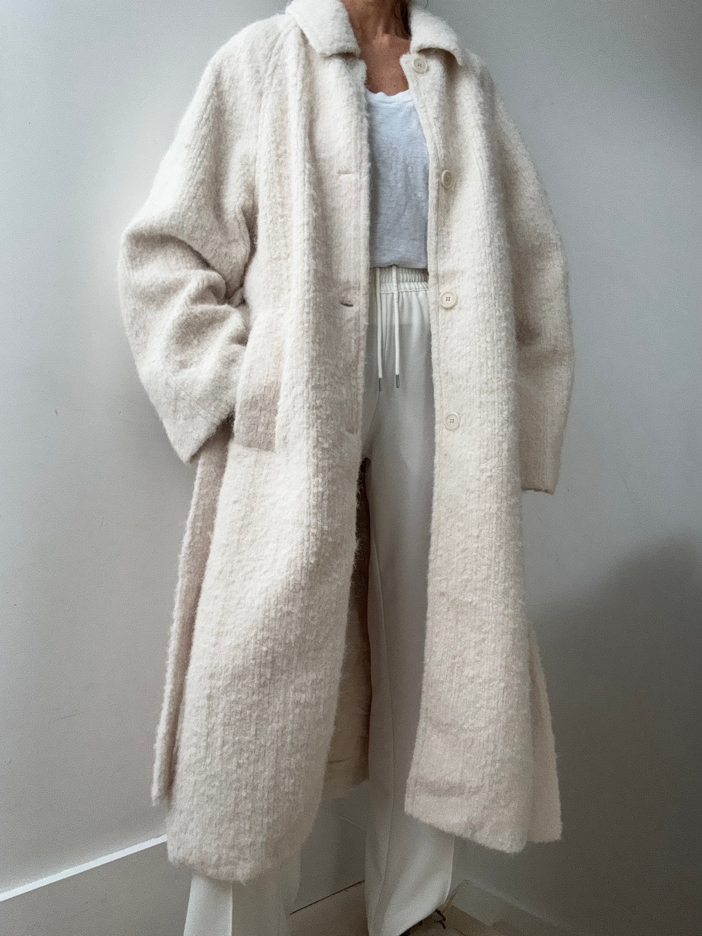 Future Nomads Coats Medium Cream Wool Blend Coat