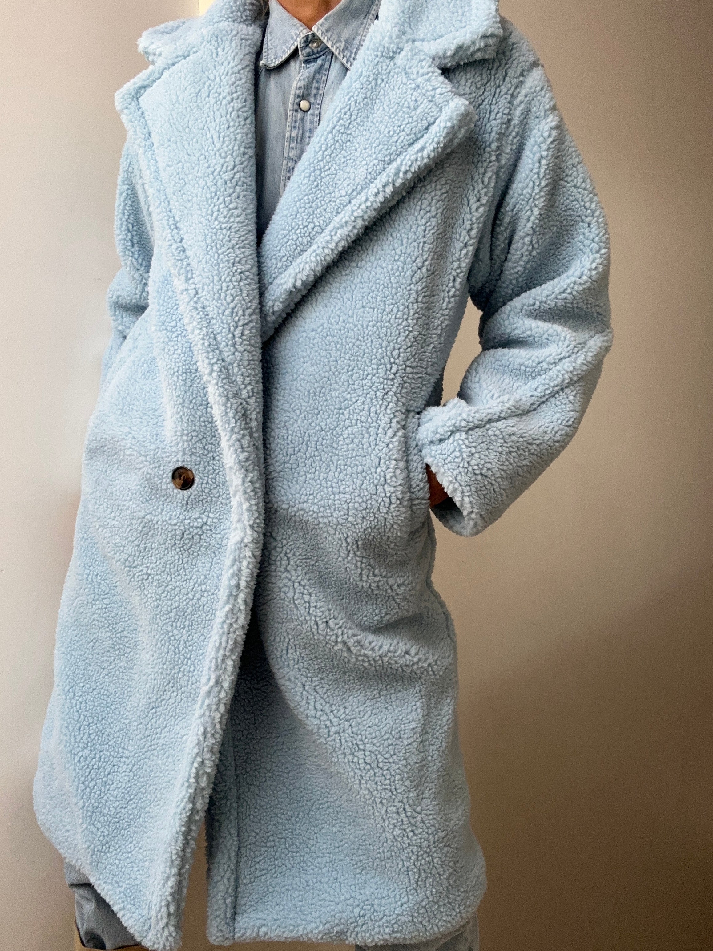 Teddy on sale coat blue