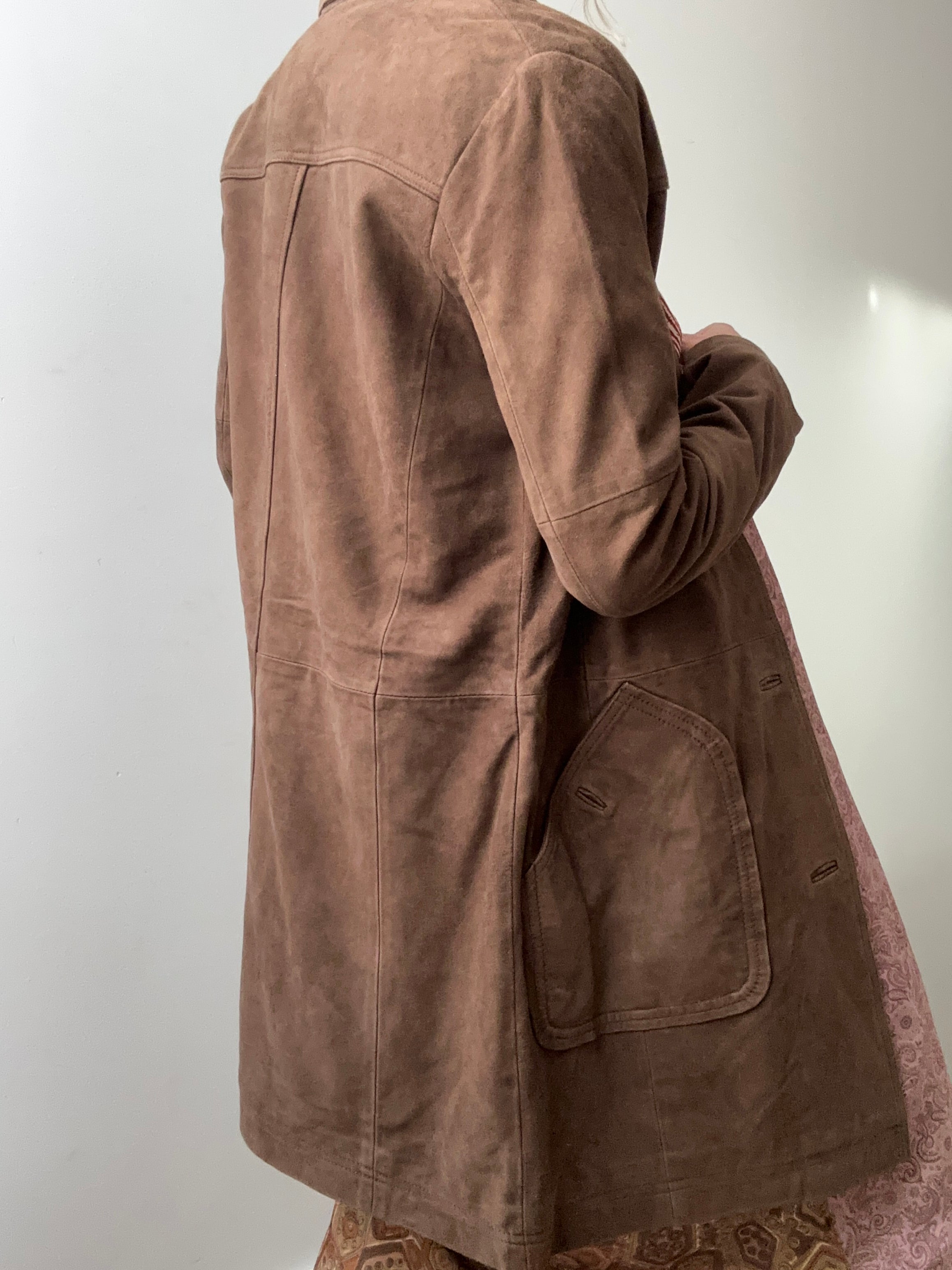 Future Nomads Coats Suede Coat With Pocket Detail