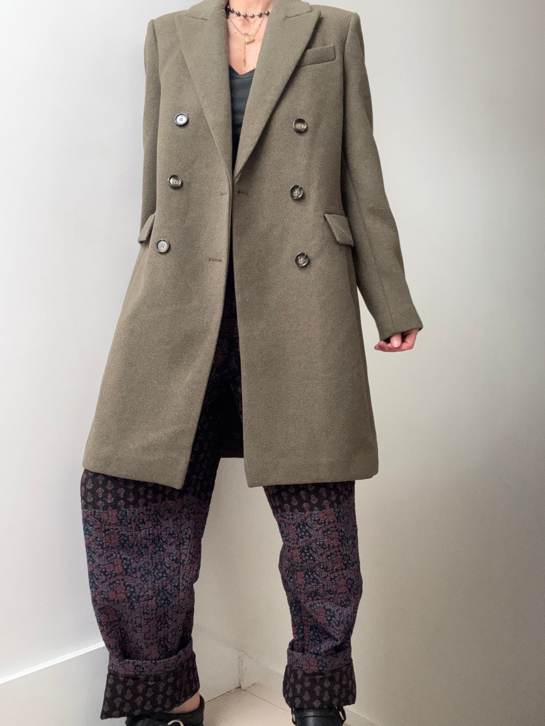 Future Nomads Coats Wool Blend Coat Olive Green