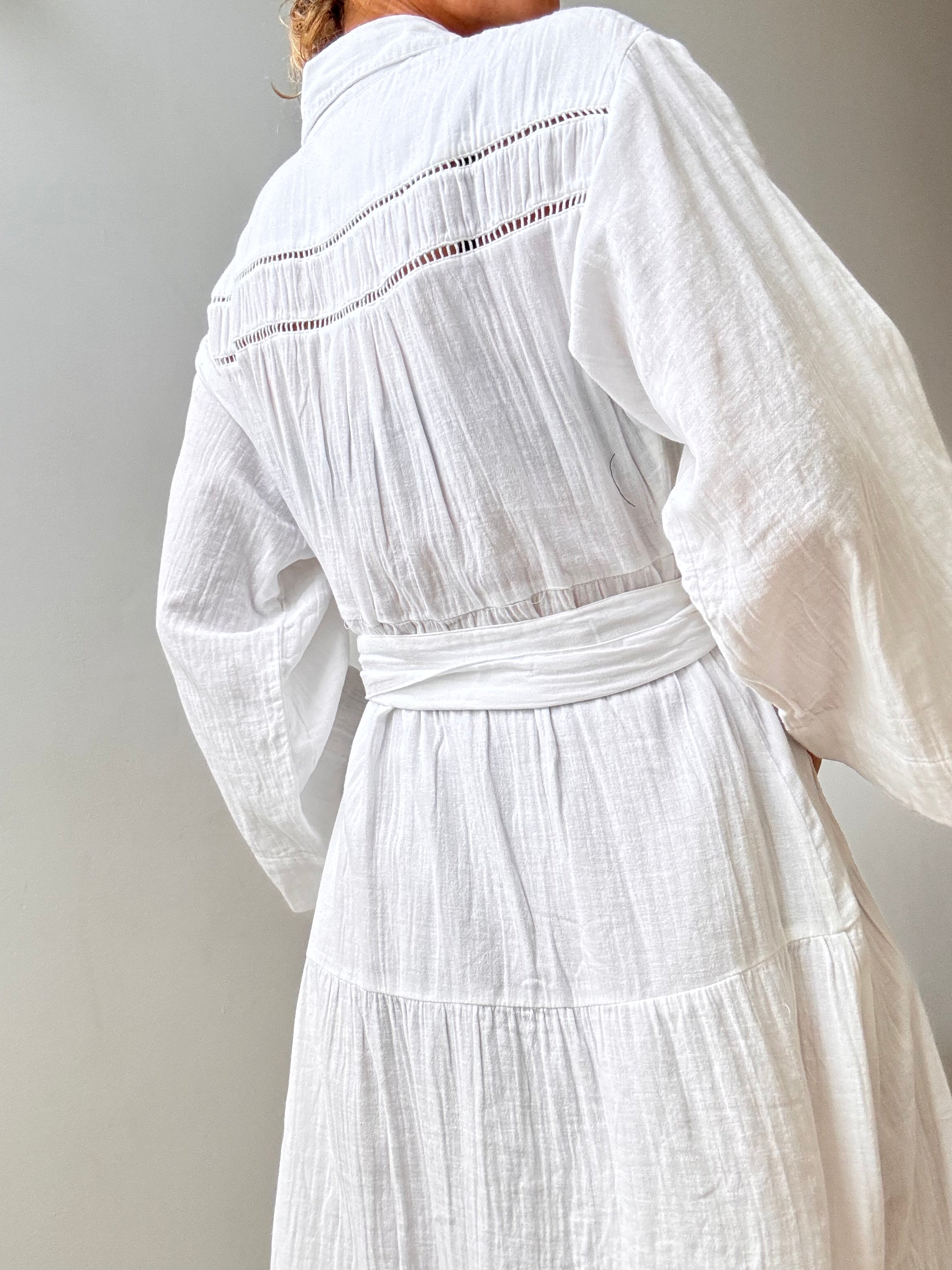 Future Nomads Dresses Cheesecloth Button Front Maxi Shirtdress