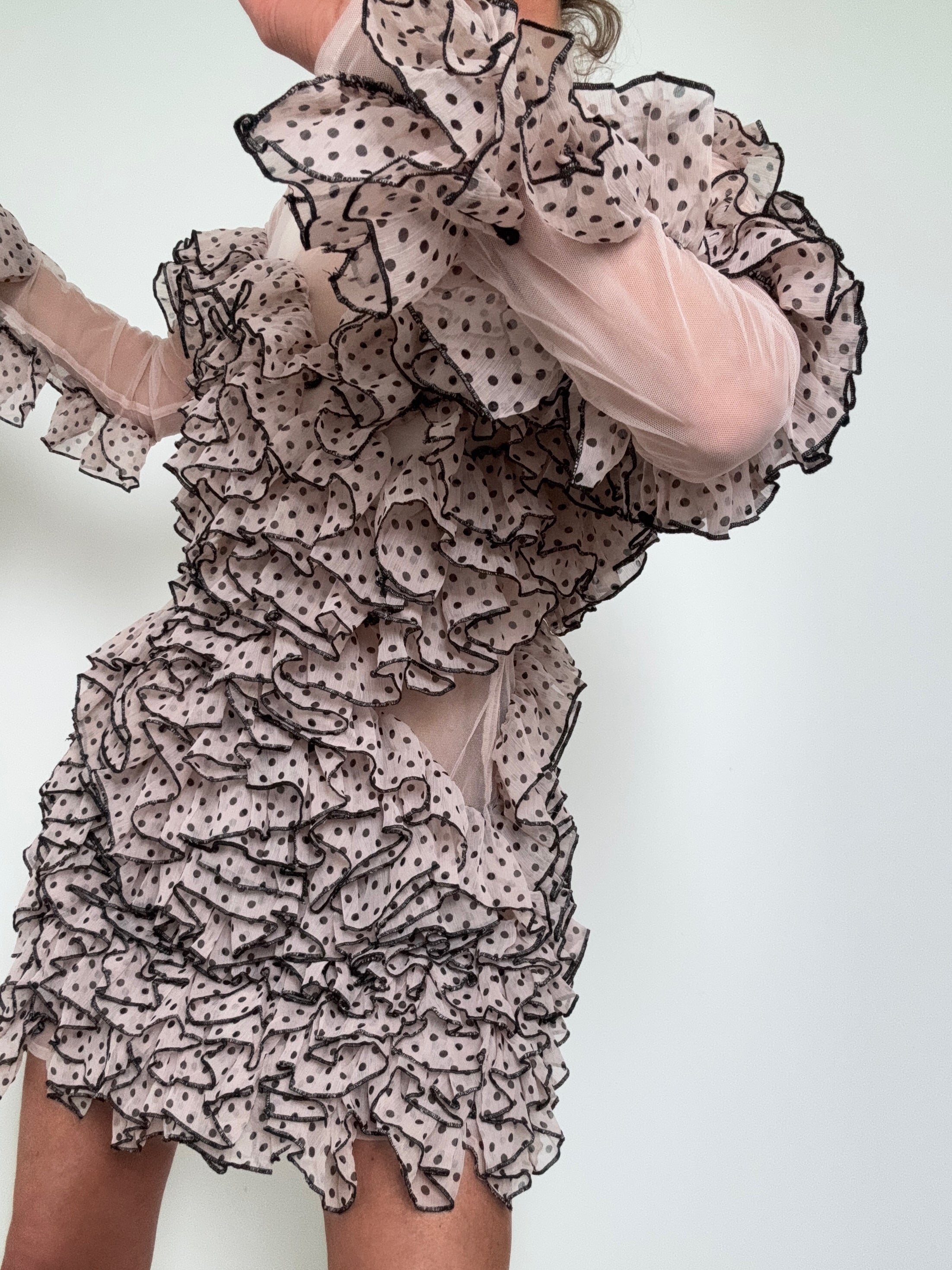 Polyester Peacock Ruffle Mini | Dresses