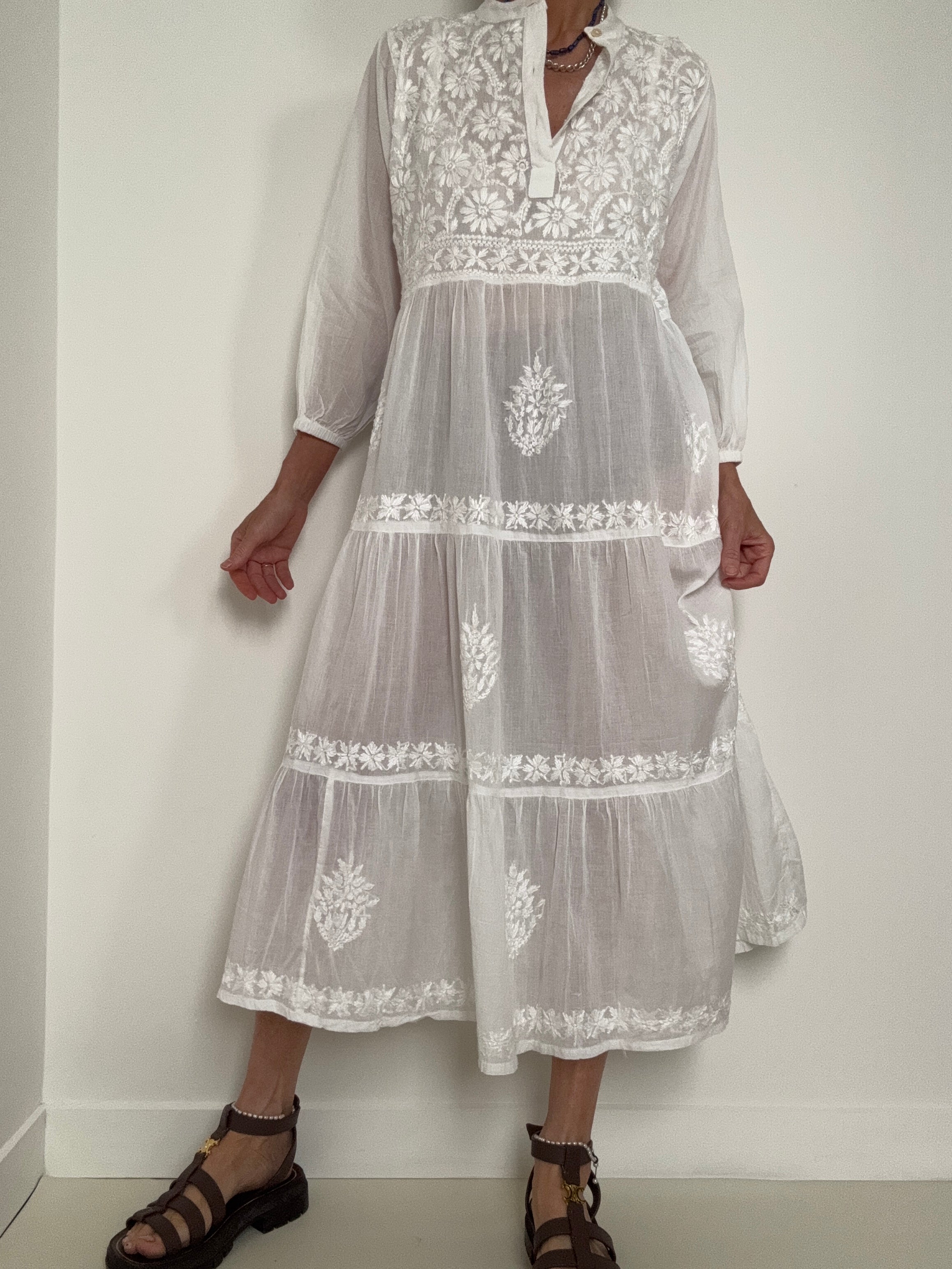 Future Nomads Dresses Tiered Cotton Voile Dress