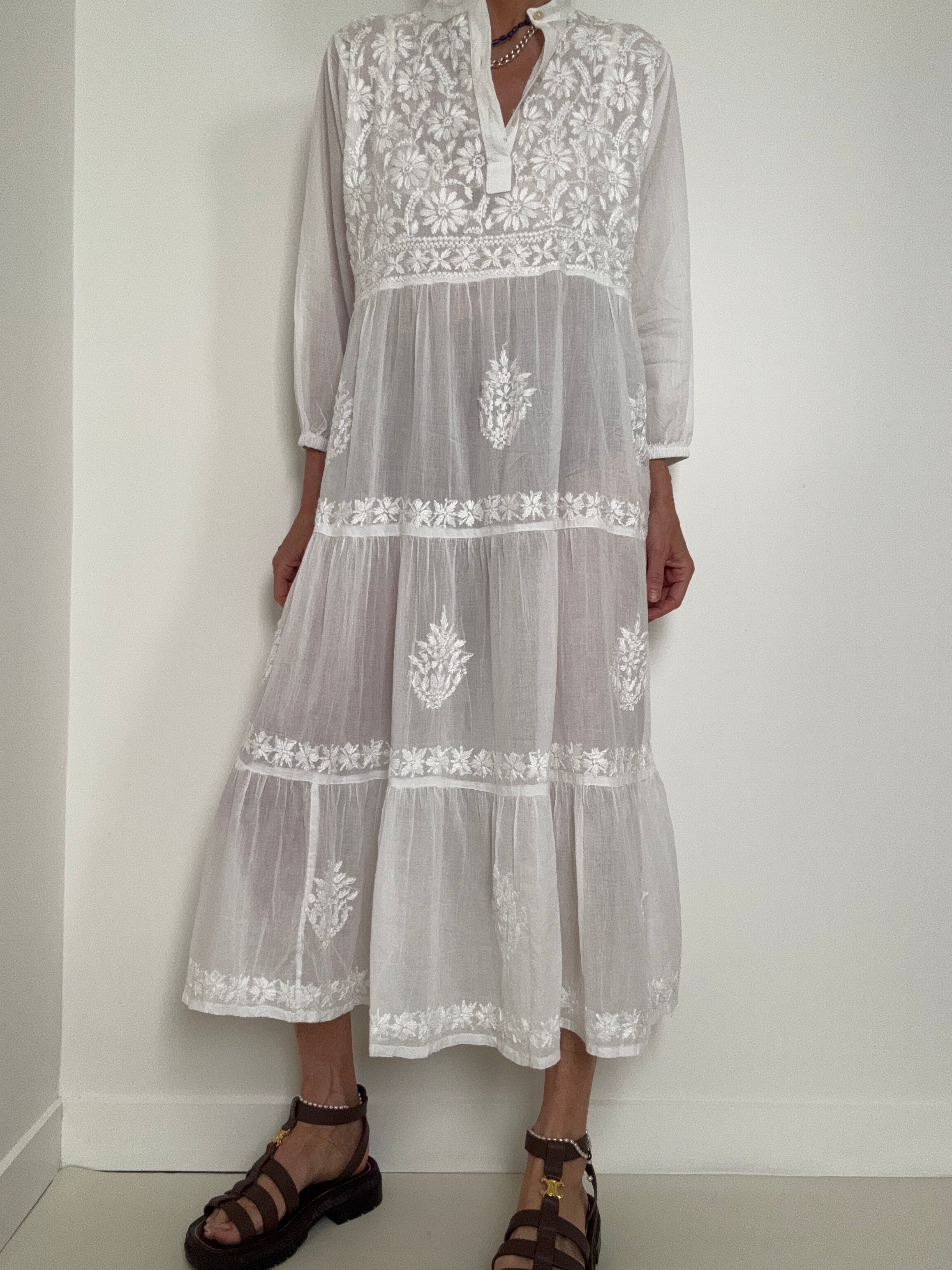 Future Nomads Dresses Tiered Cotton Voile Dress