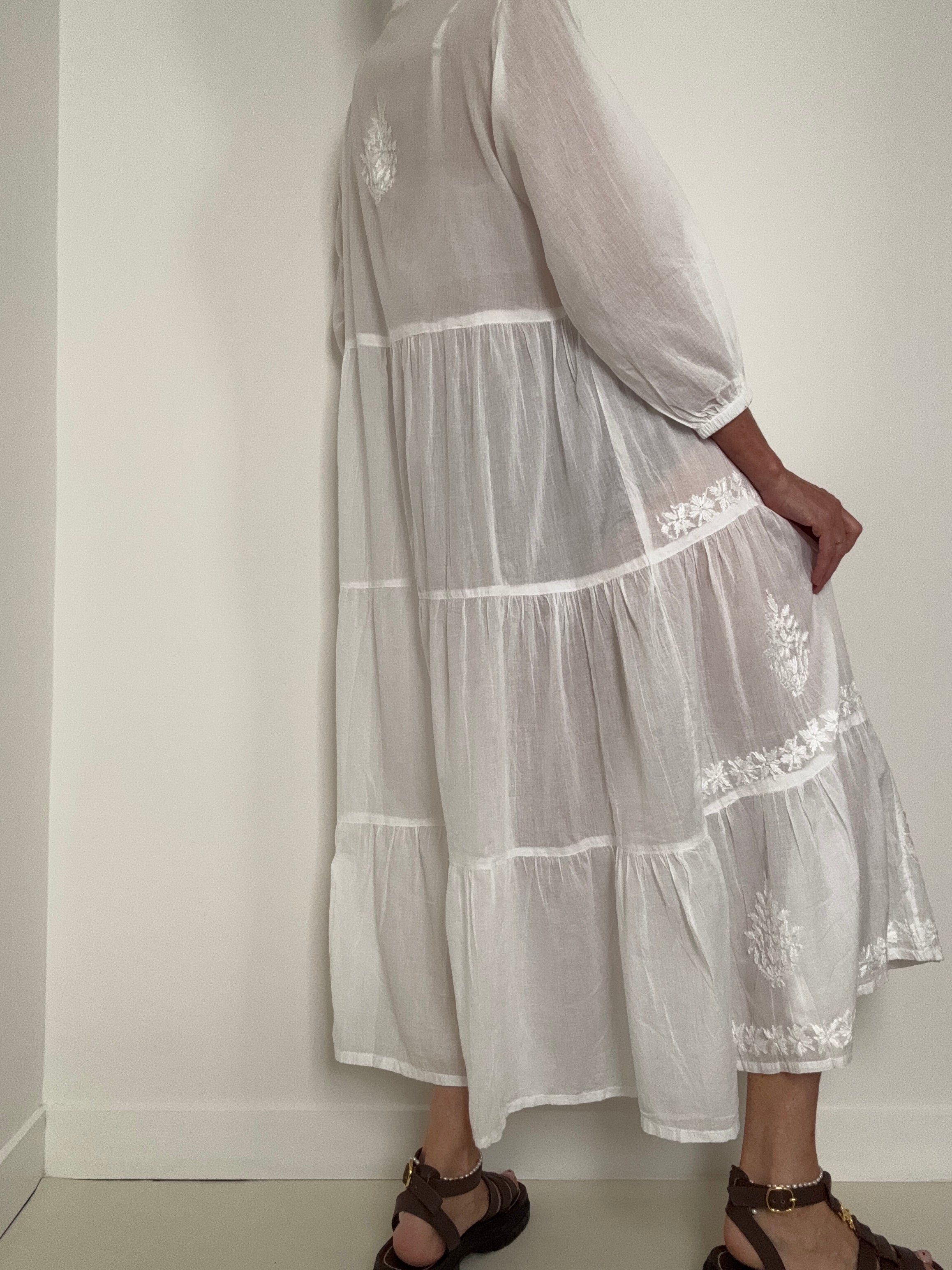 Future Nomads Dresses Tiered Cotton Voile Dress