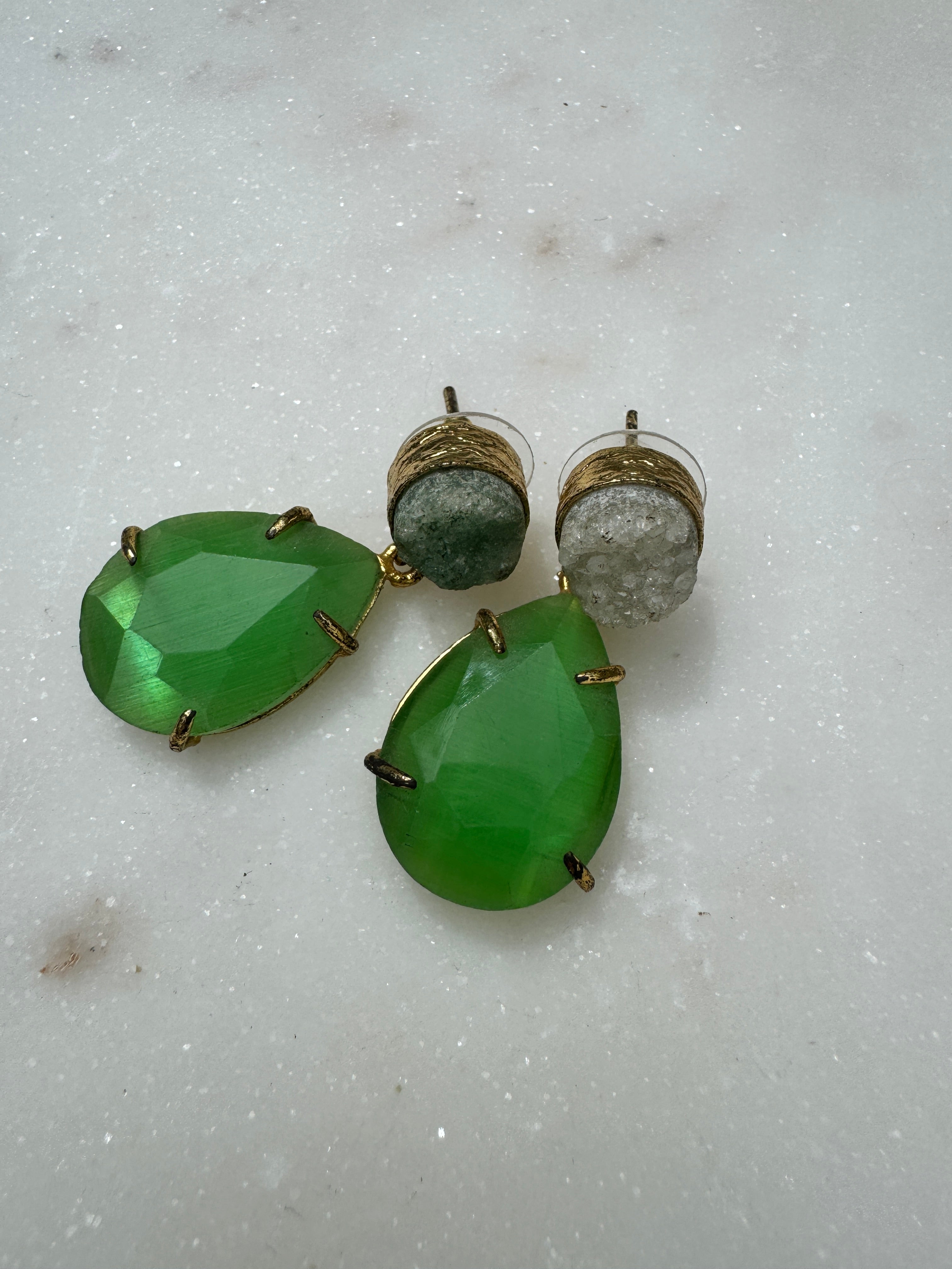 Future Nomads Earrings Calcite & Crystal Earrings Green