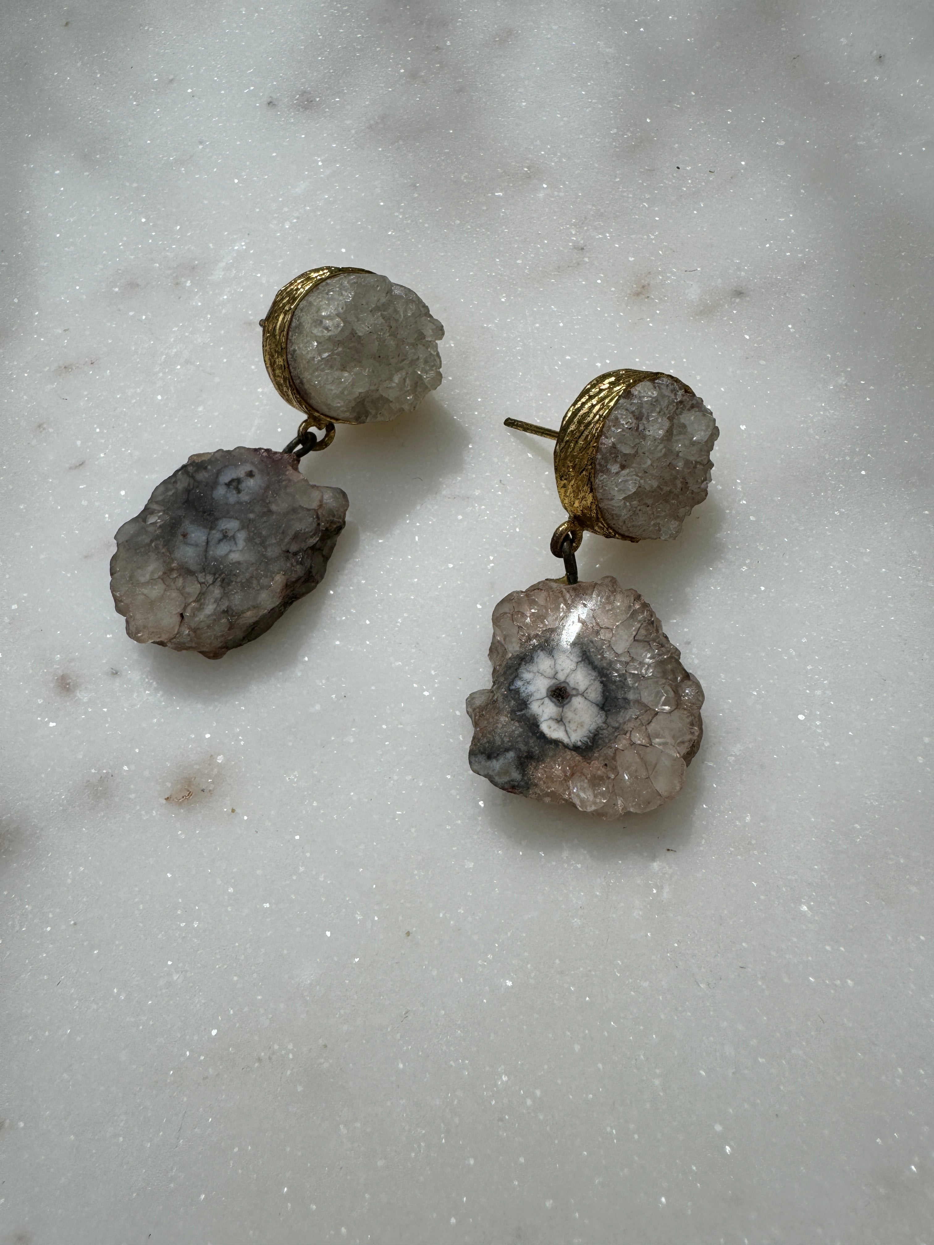 Future Nomads Earrings Calcite & Crystal Earrings Grey
