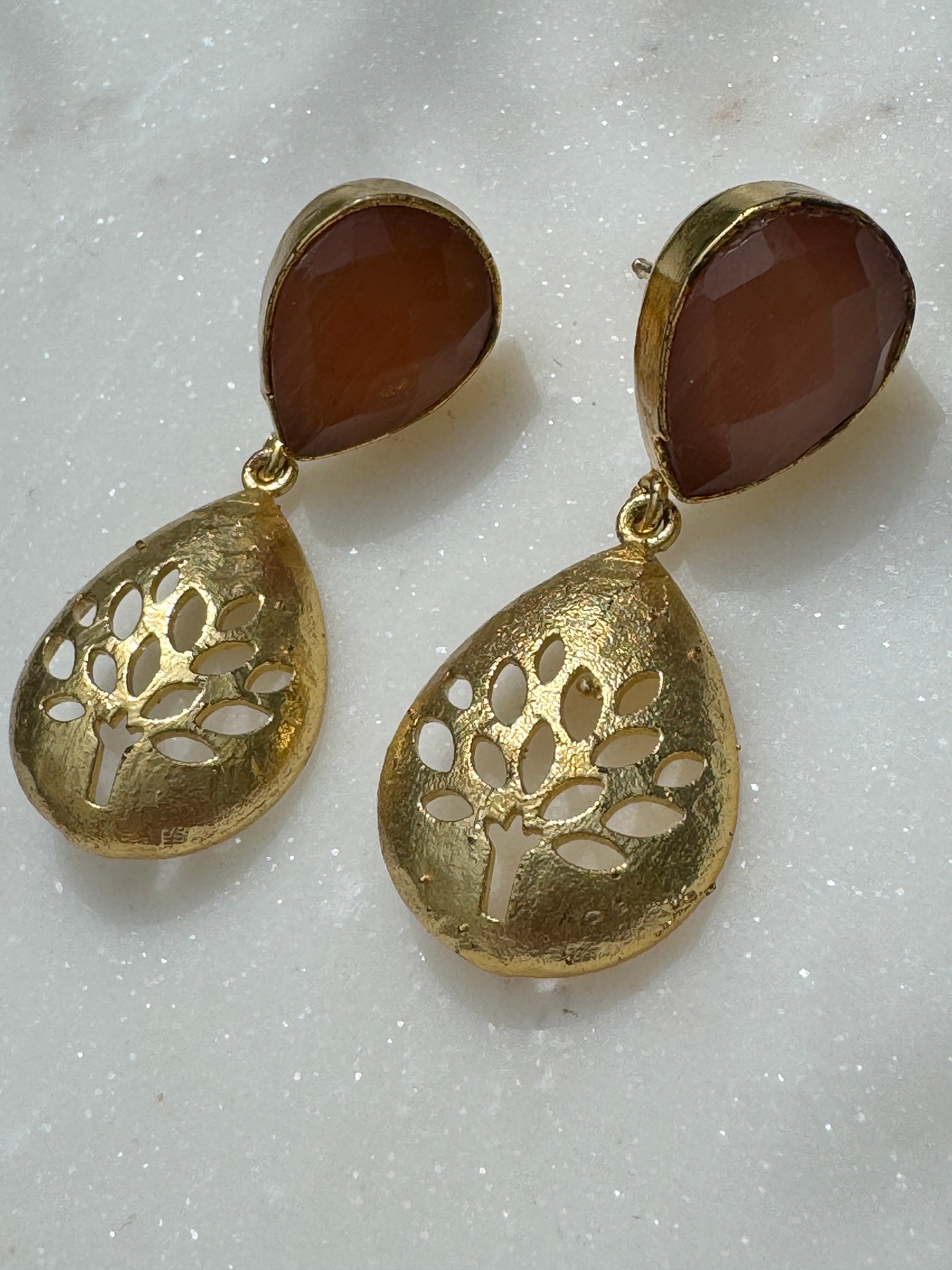 Future Nomads Earrings Calcite & Crystal Earrings Tree Of Life